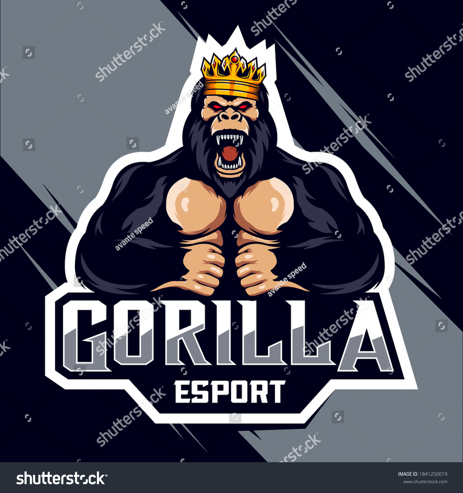 King Gorilla Esport Logo Design Stock Vector (Royalty Free) 1841250019 ...