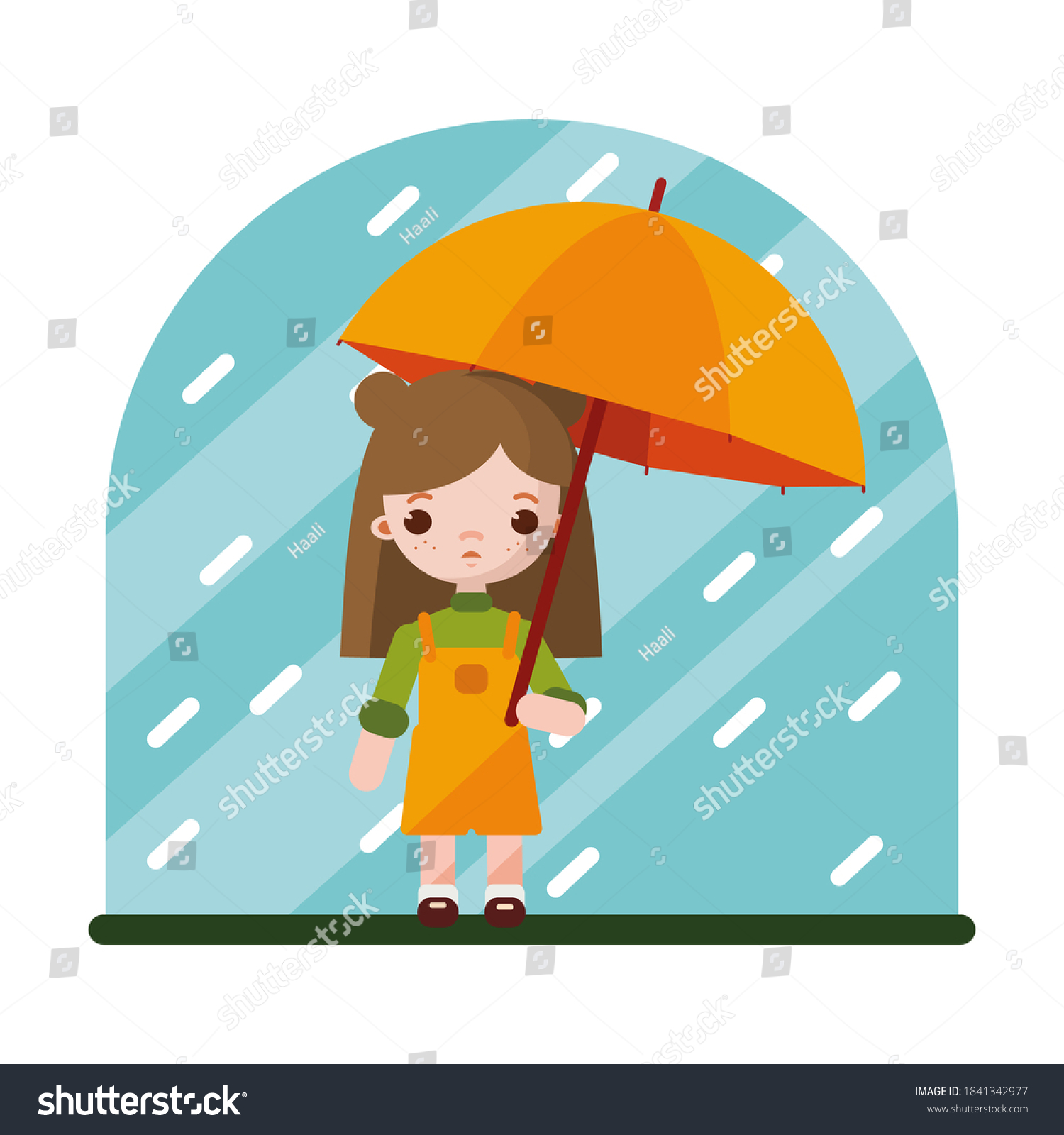 cute-little-girl-umbrella-vector-illustration-stock-vector-royalty