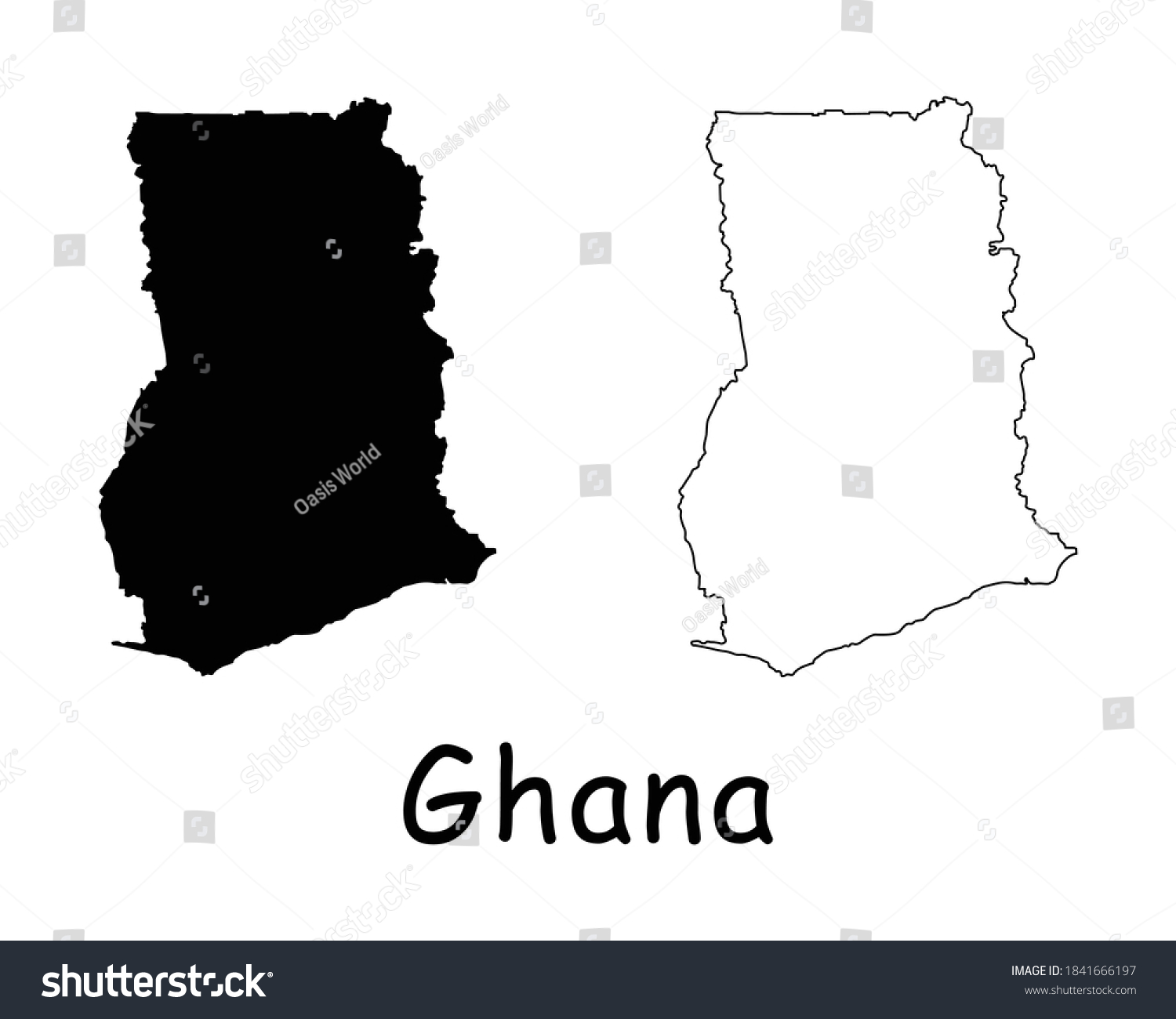 Ghana Country Map Black Silhouette Outline Stock Vector (Royalty Free ...