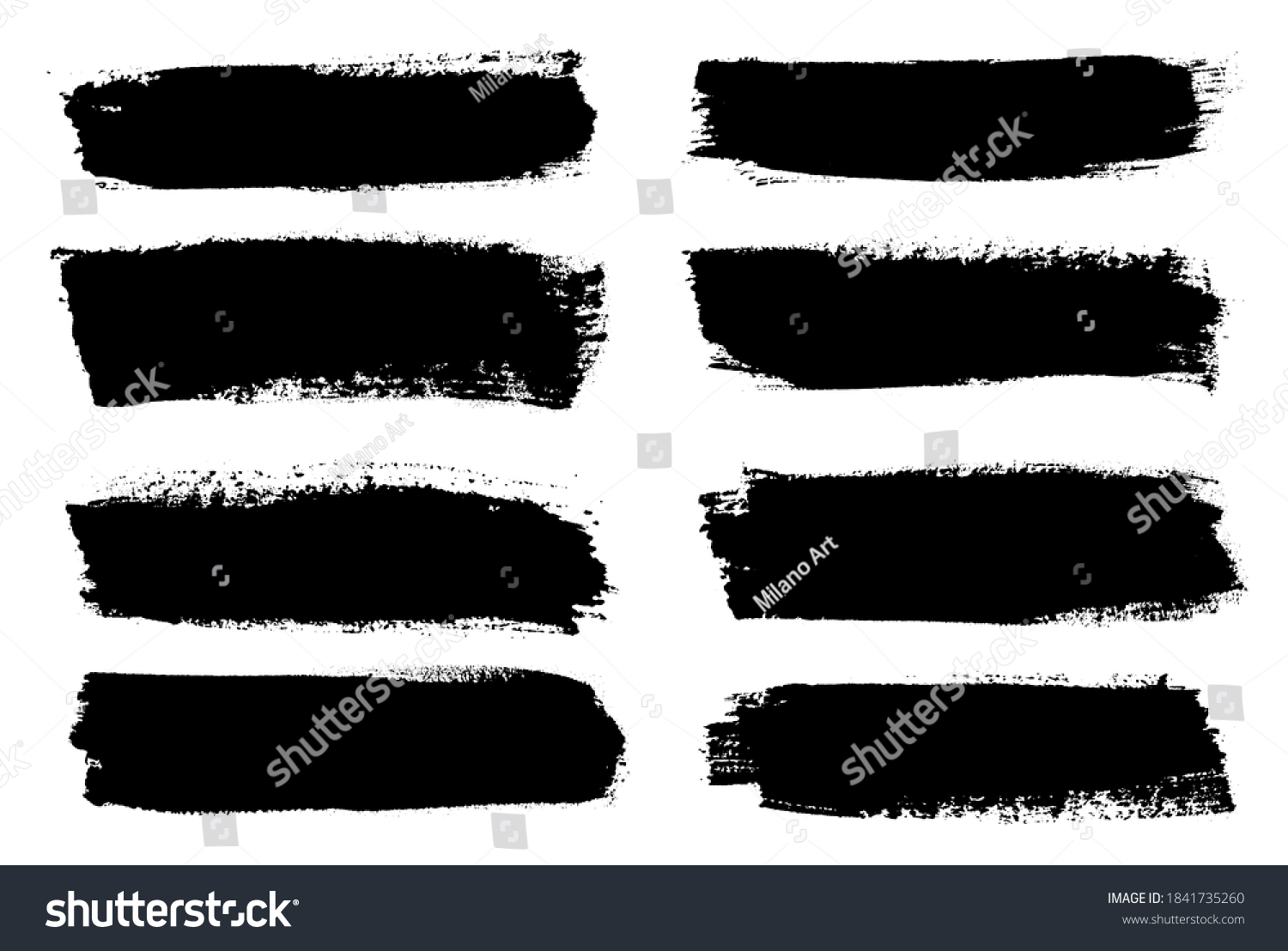 Set Black Grunge Brush Strokes Stock Vector (Royalty Free) 1841735260 ...