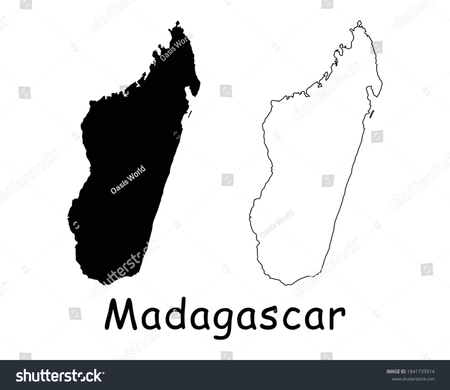 Madagascar Country Map Black Silhouette Outline Stock Vector Royalty Free