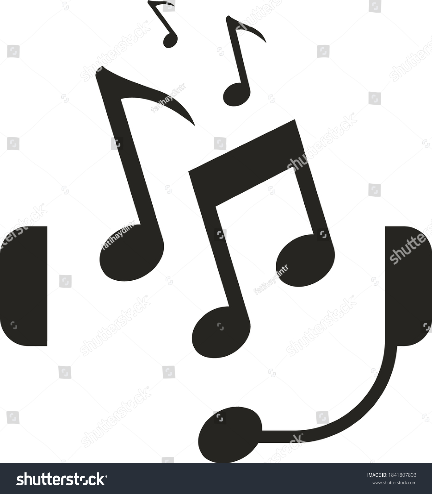 Silhouette Human Head Listening Music Made Stock Vector (Royalty Free ...