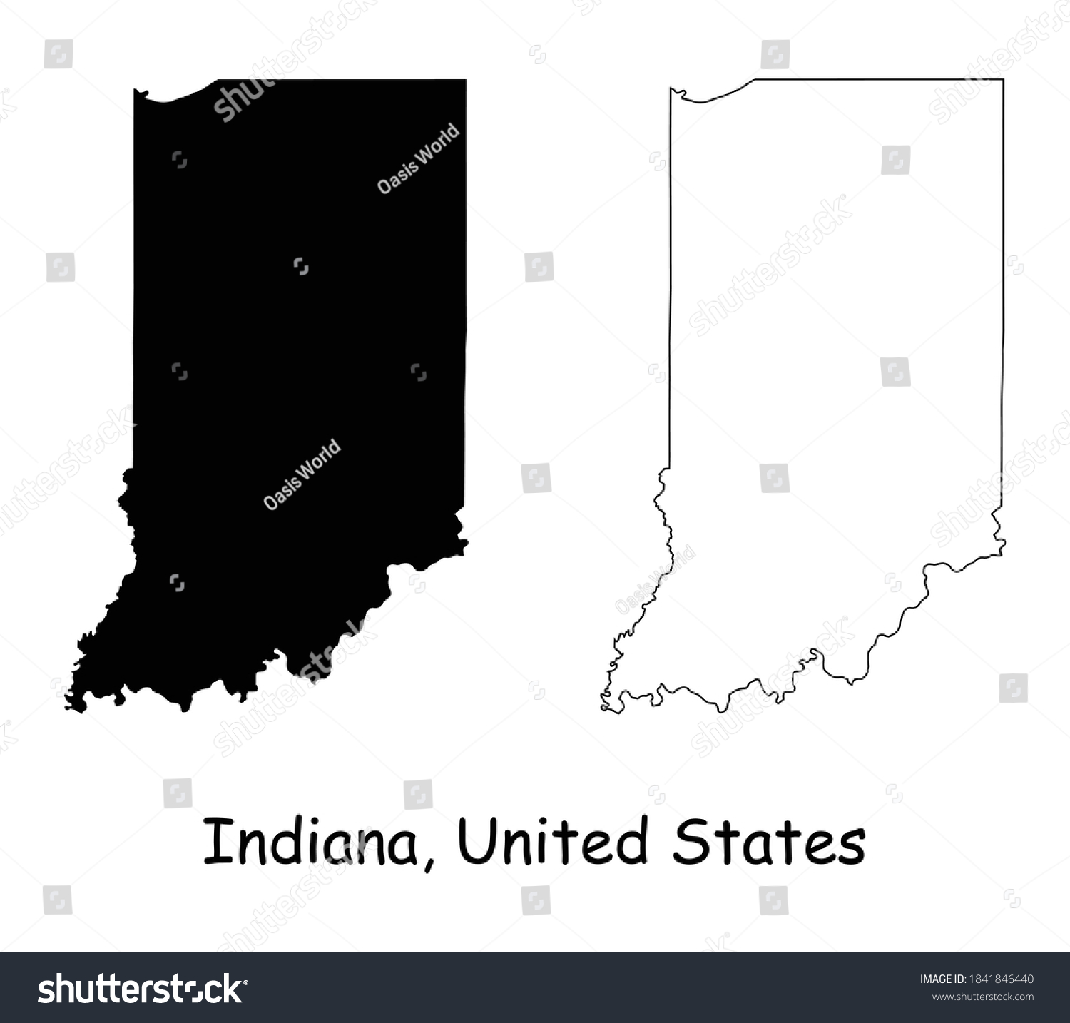 Indiana State Maps Black Silhouette Outline Stock Vector (Royalty Free ...