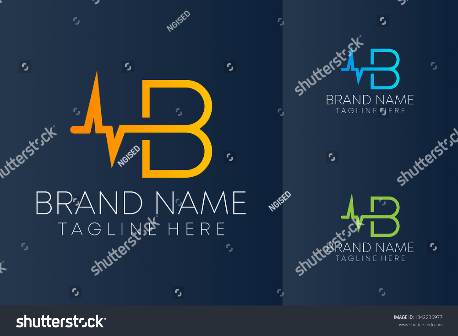 B Letter Line Heart Monitoring Medical Stock Vector (Royalty Free ...