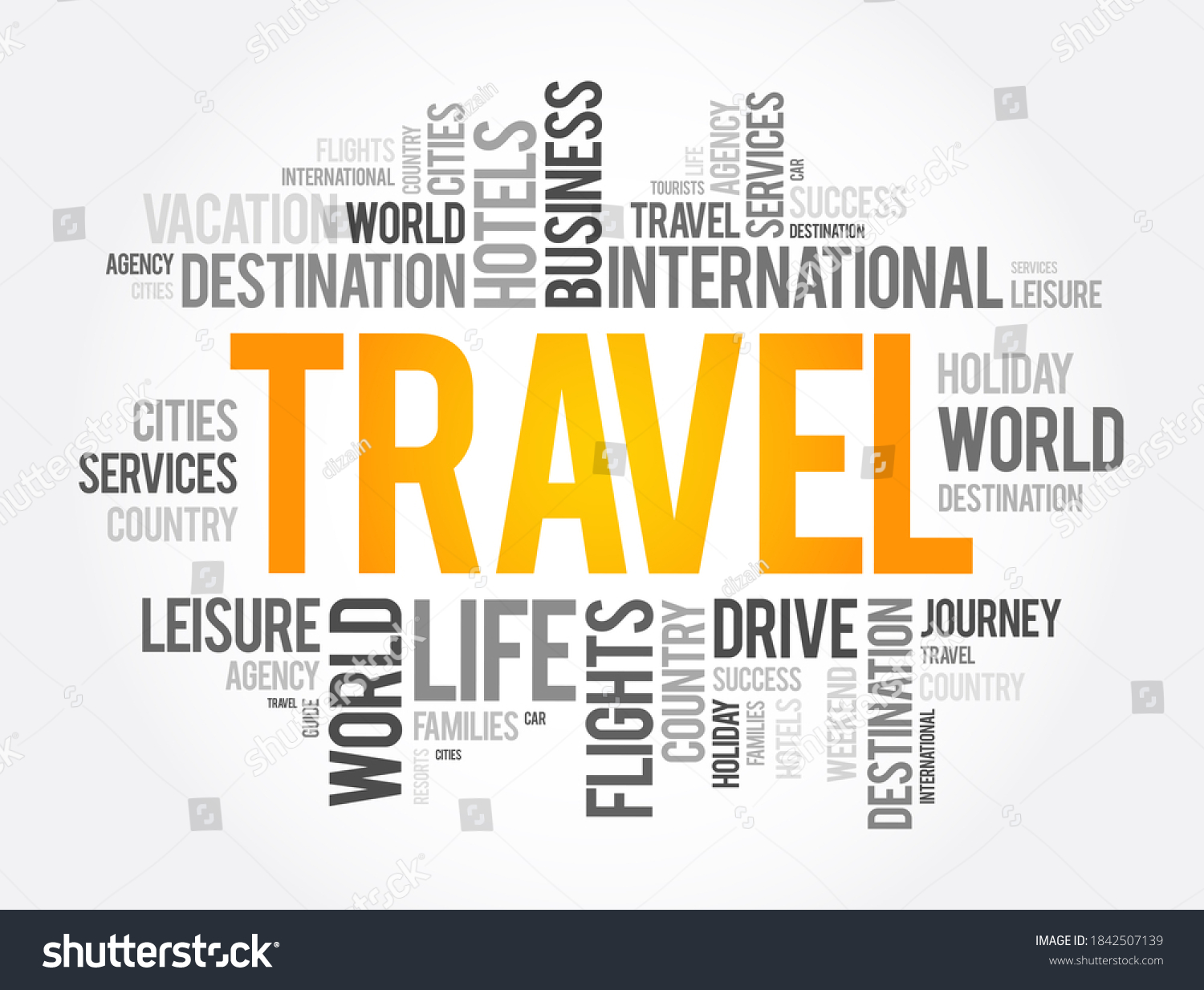 Travel Word Cloud Collage Concept Background Stock Illustration