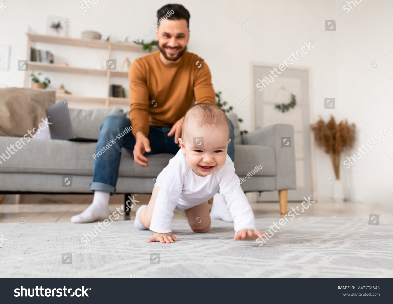 Happy Young Father Playing Baby Toddler Stock Photo 1842708643 ...