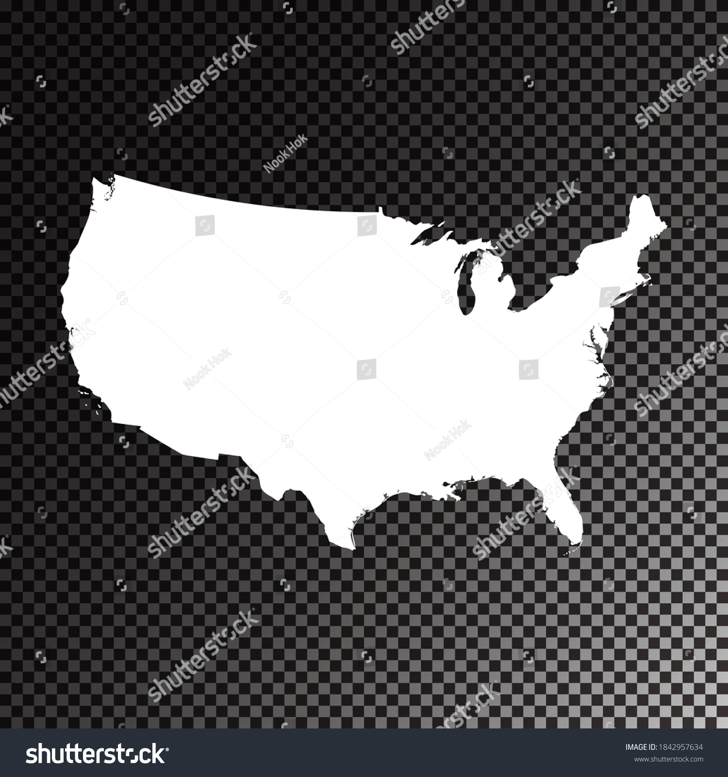 Transparent Vector Black Map United States Stock Vector Royalty Free Stock Vector Transparent Vector Black Map Of United States Of America Usa 1842957634