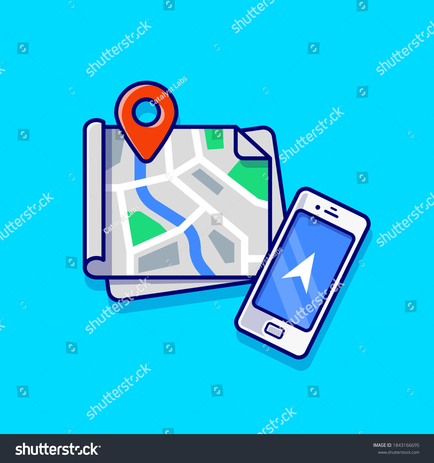 Maps Location Phone Cartoon Vector Icon Stock Vector (Royalty Free ...