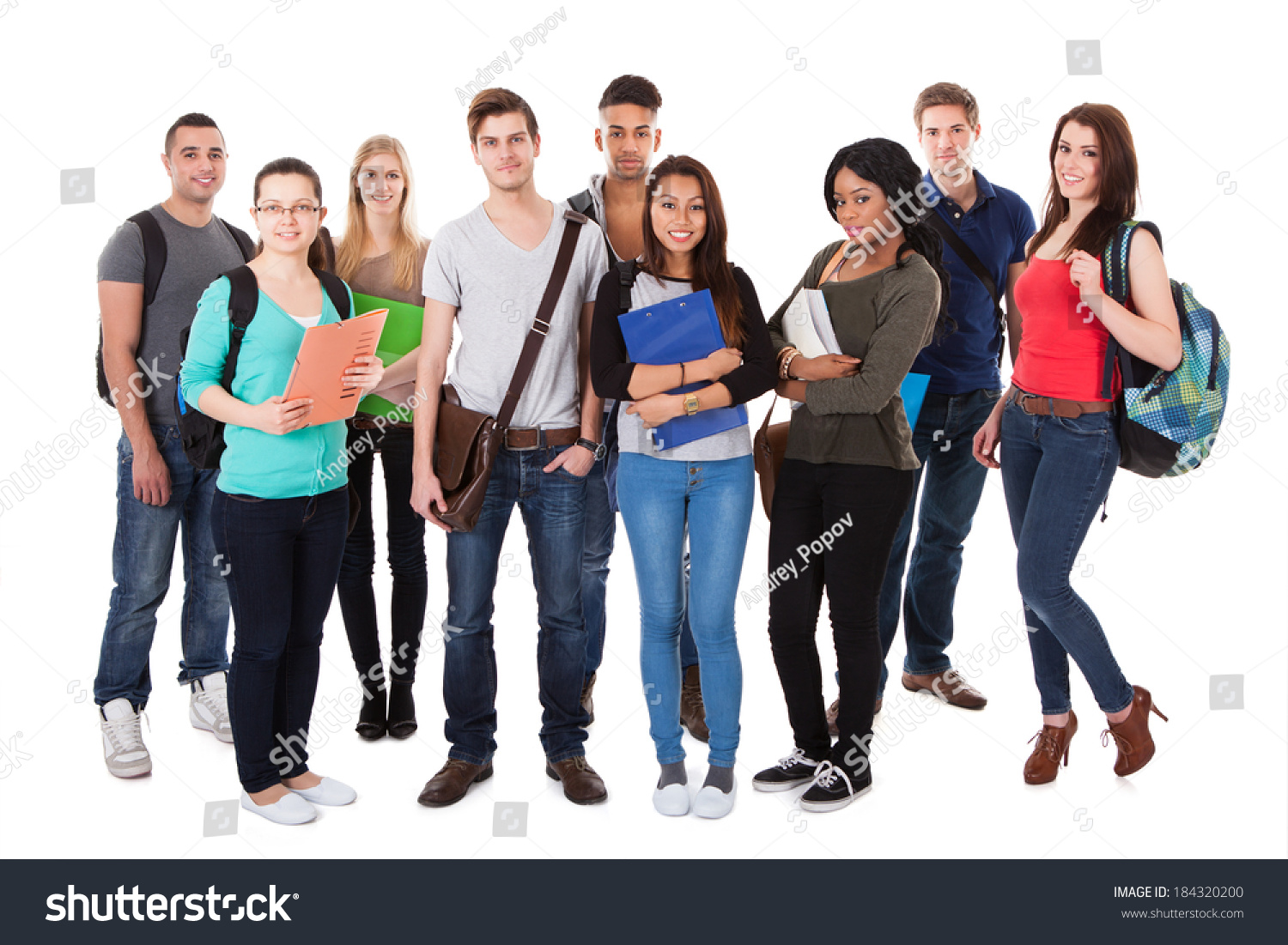 Full Length Portrait Confident College Students Stock Photo 184320200 ...