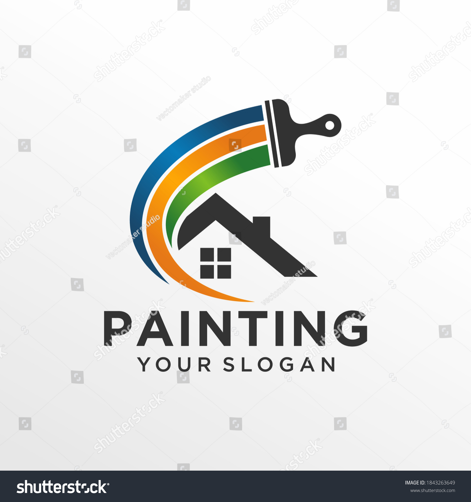 House Painting Logo Design Vector Template Stock Vector (Royalty Free ...