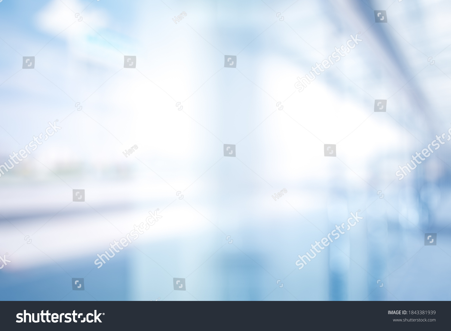 Blurred Office Background Blue Business Hall Stock Photo 1843381939 ...