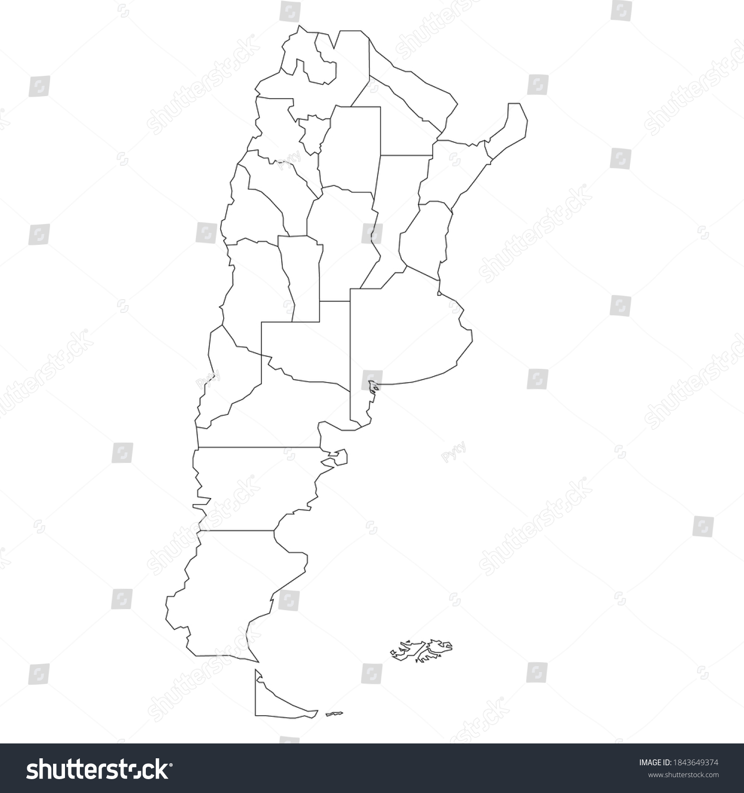 Blank Political Map Argentina Administrative Divisions Stock Vector ...