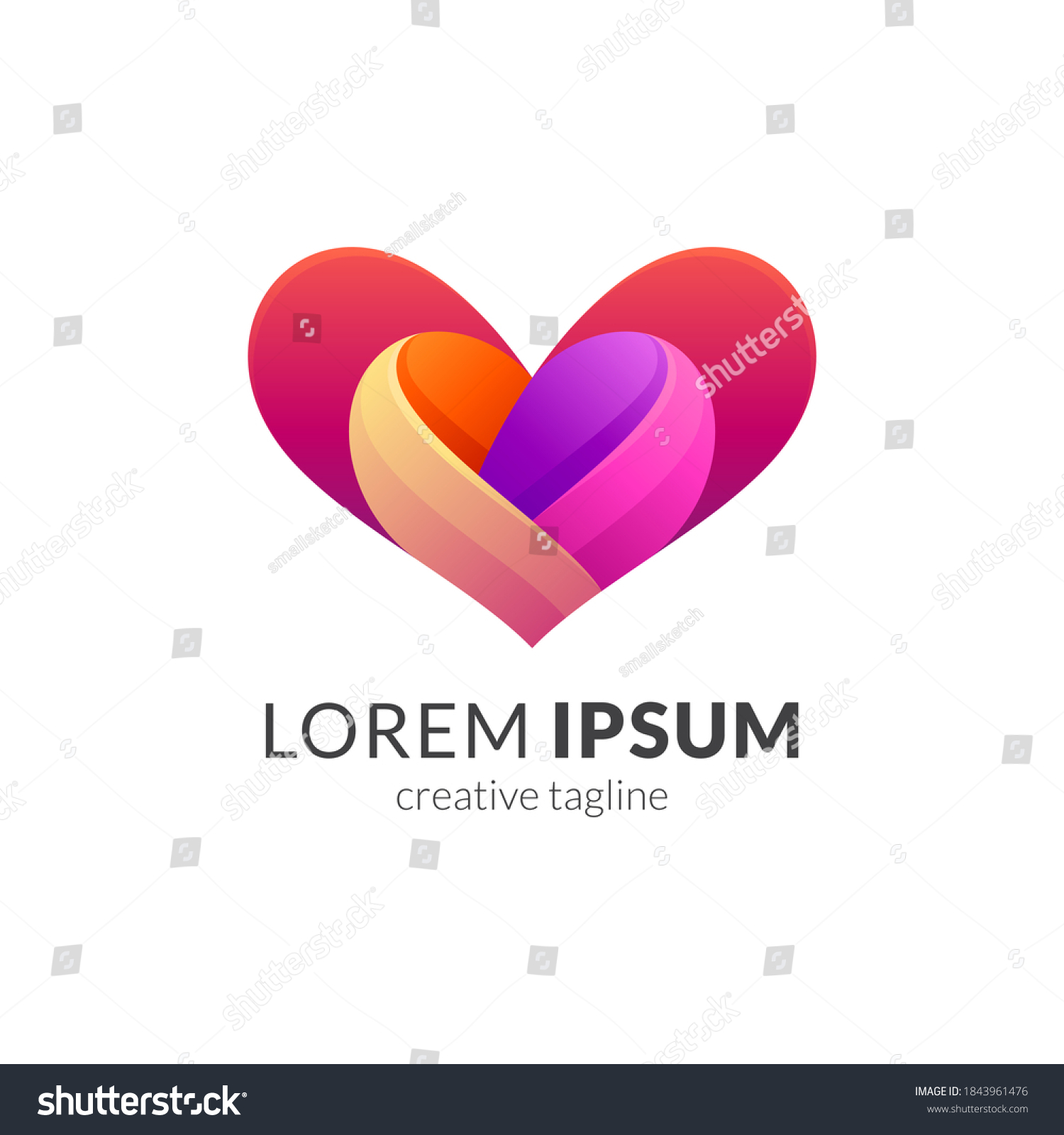 Abstract Heart Love Logo 3d Concept Stock Vector (Royalty Free ...