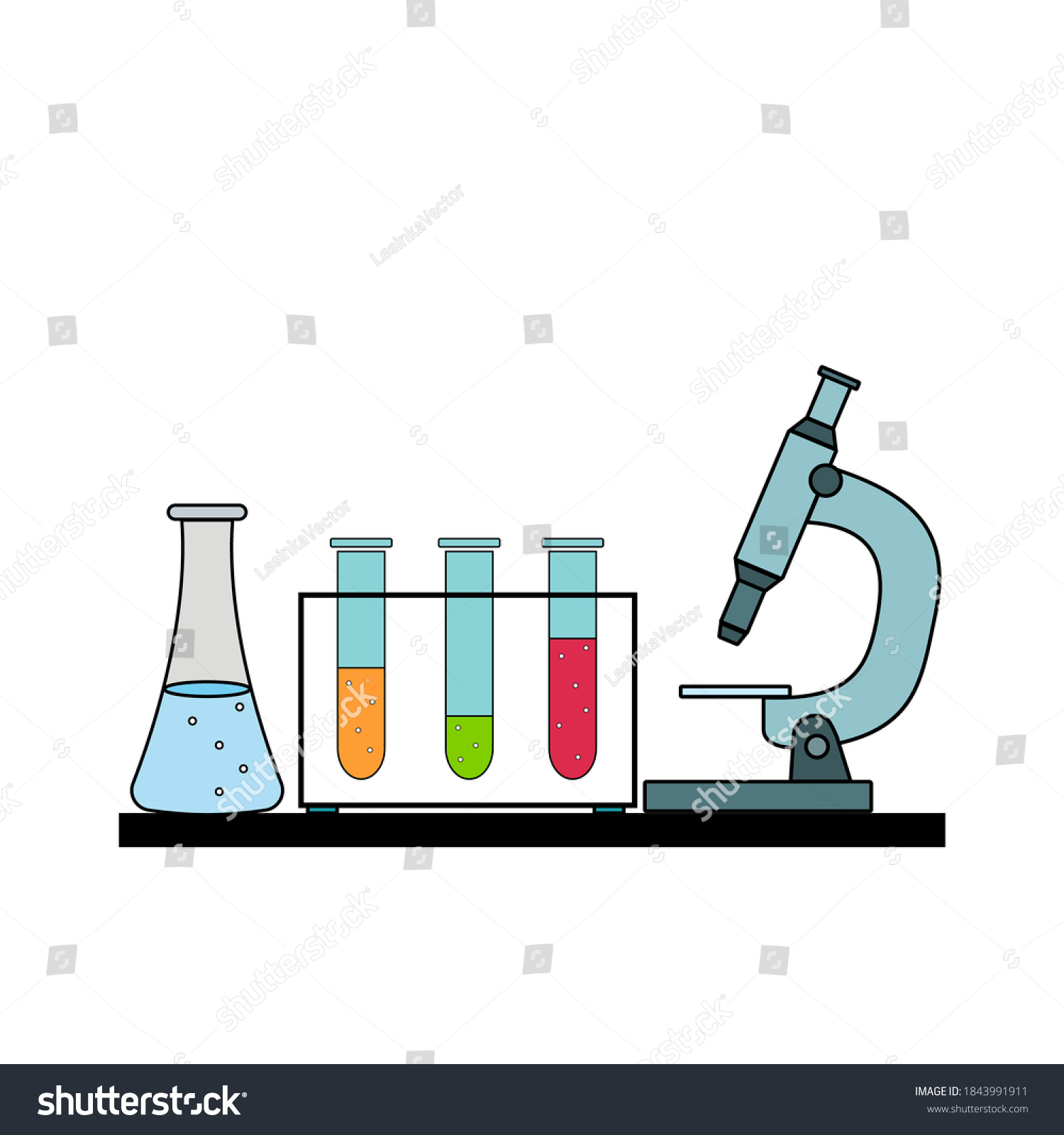 Chemical Tableware Microscope Test Tubes Conical Stock Vector (Royalty ...