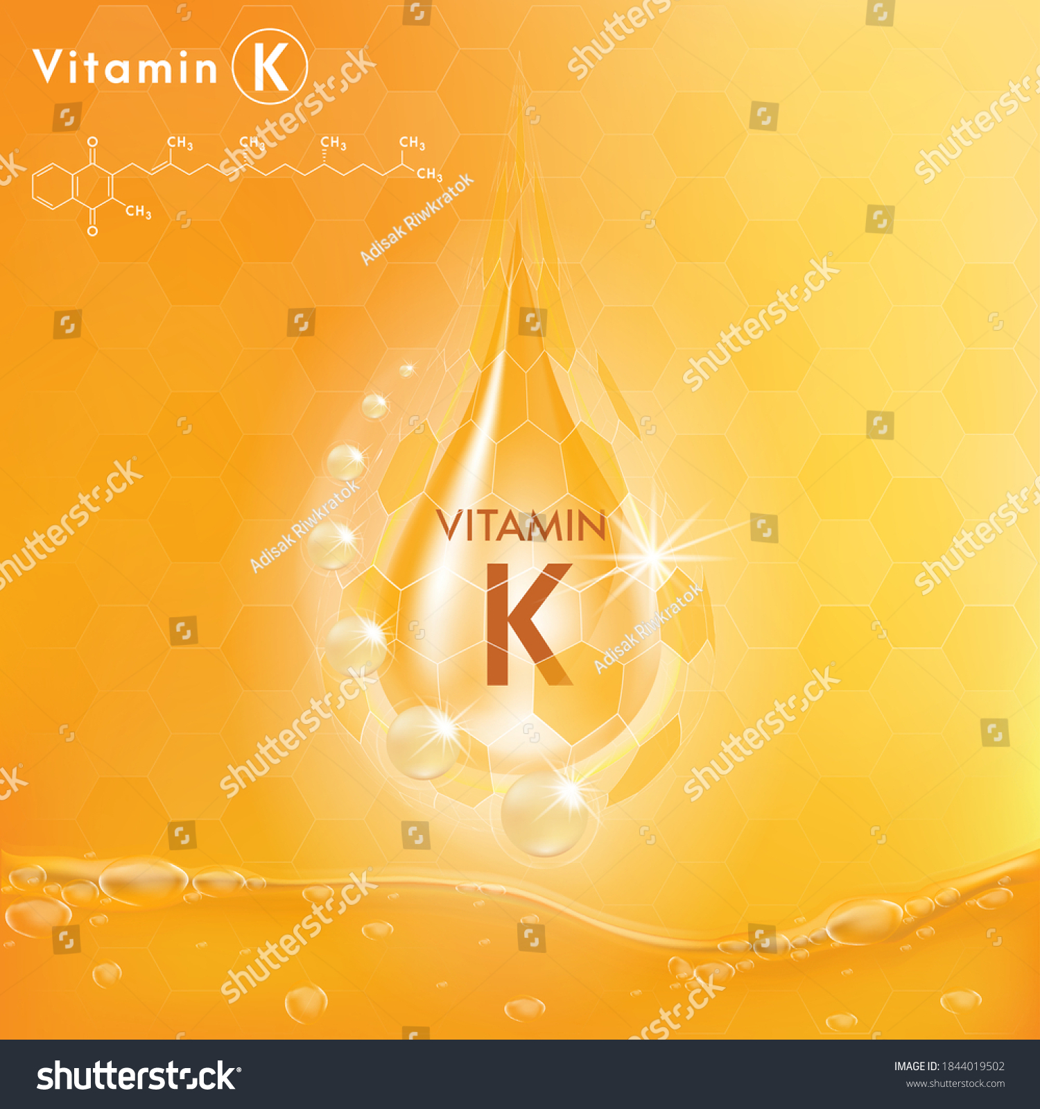 비타민 K 캡슐을 떨어뜨리세요. 피부미용 광고 스톡 벡터(로열티 프리) 1844019502 | Shutterstock
