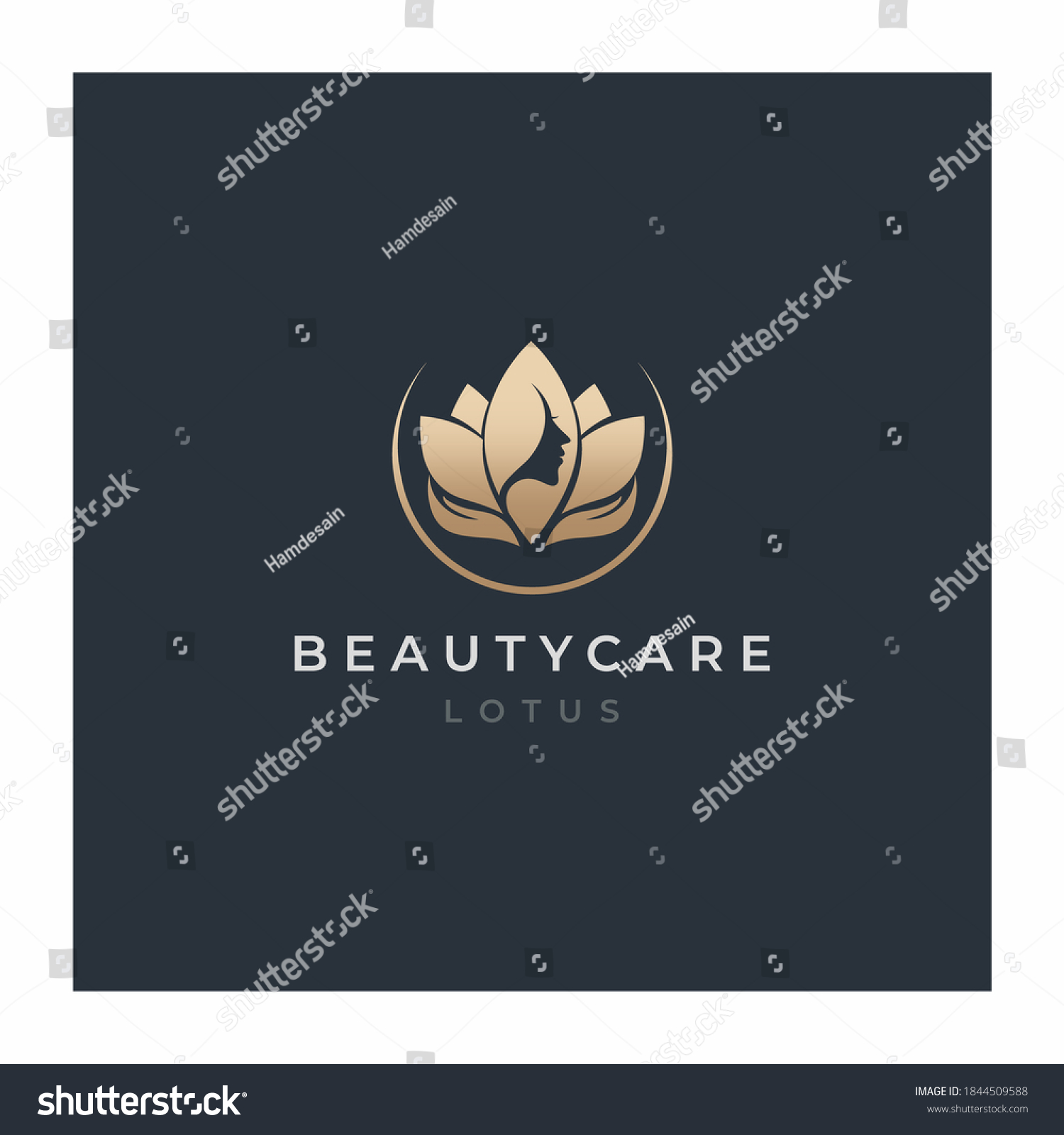 Circle Golden Beauty Care Lotus Logo Stock Vector (Royalty Free ...