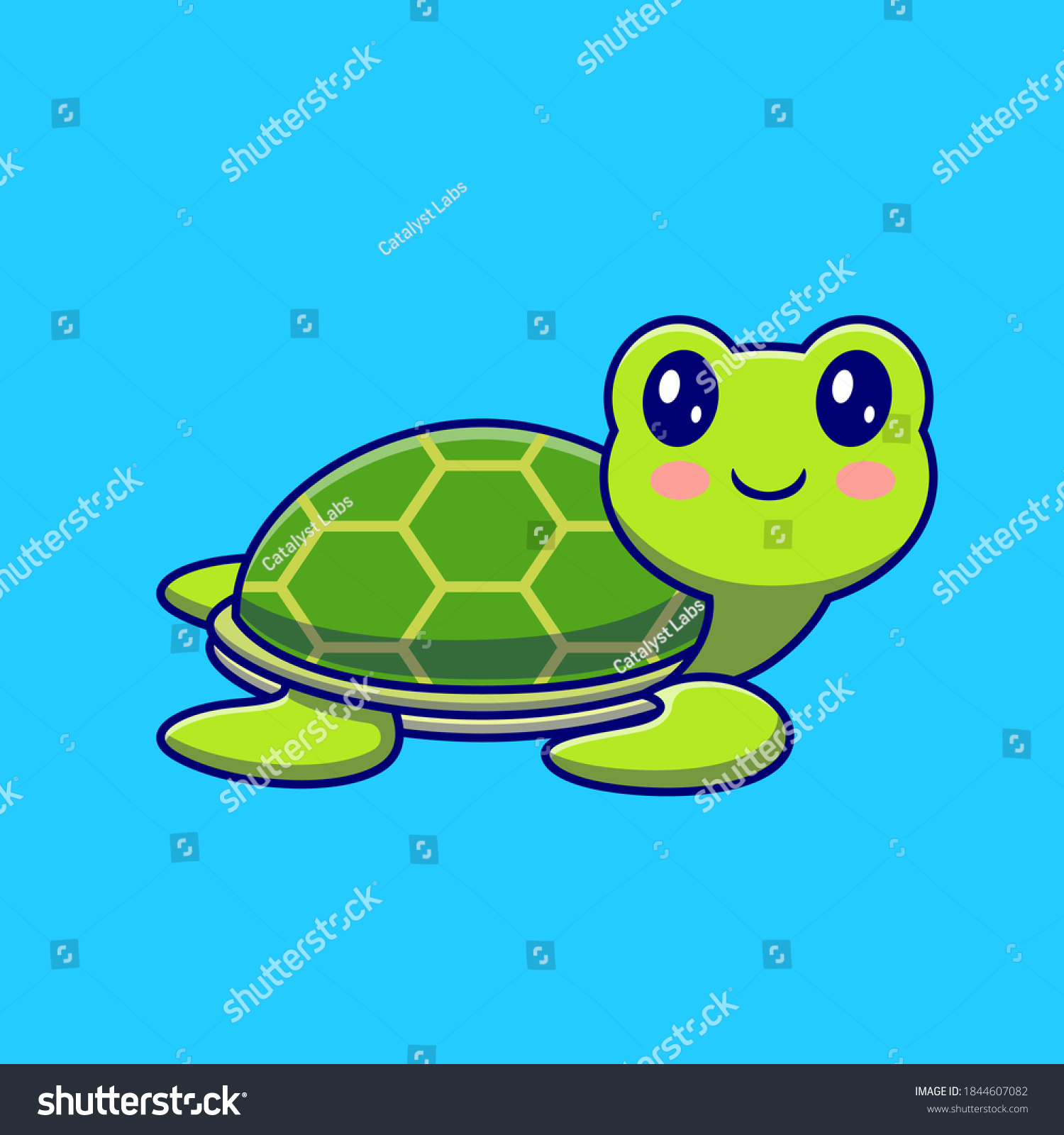 Cute Happy Turtle Swimming Cartoon Vector Stock Vector (Royalty Free ...