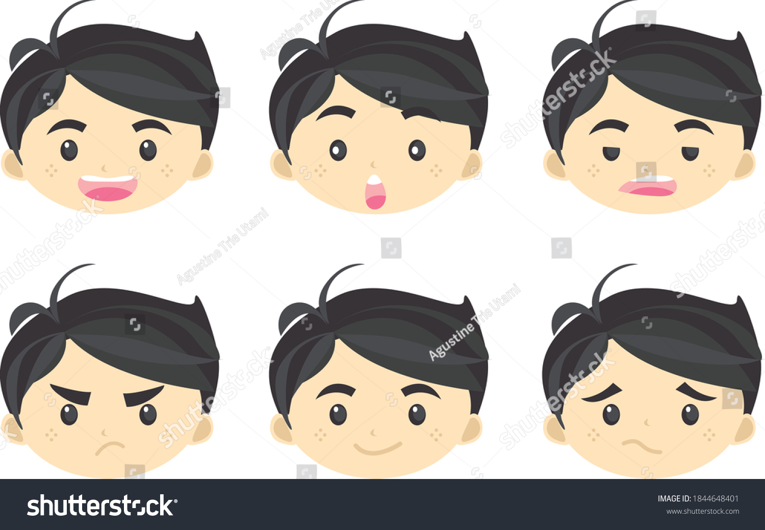 Boy Expression Happy Sad Shock Angry Stock Vector (Royalty Free ...