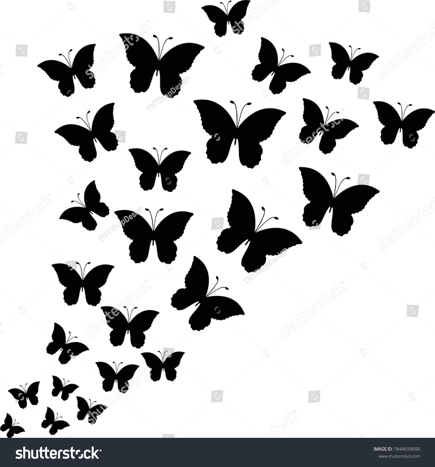 Butterflies Flying Lsolated On White Background Stock Vector (Royalty ...