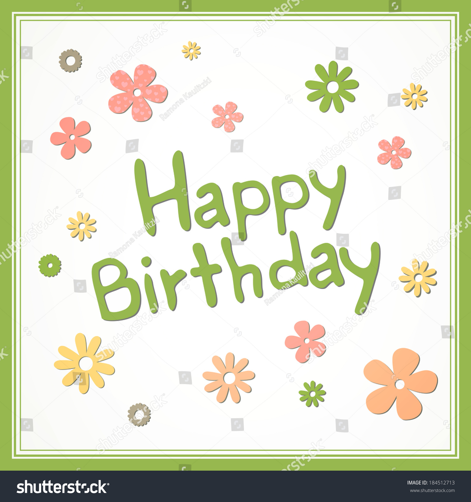 Vector Illustration Happy Birthday Greeting Card Stock Vector (Royalty ...