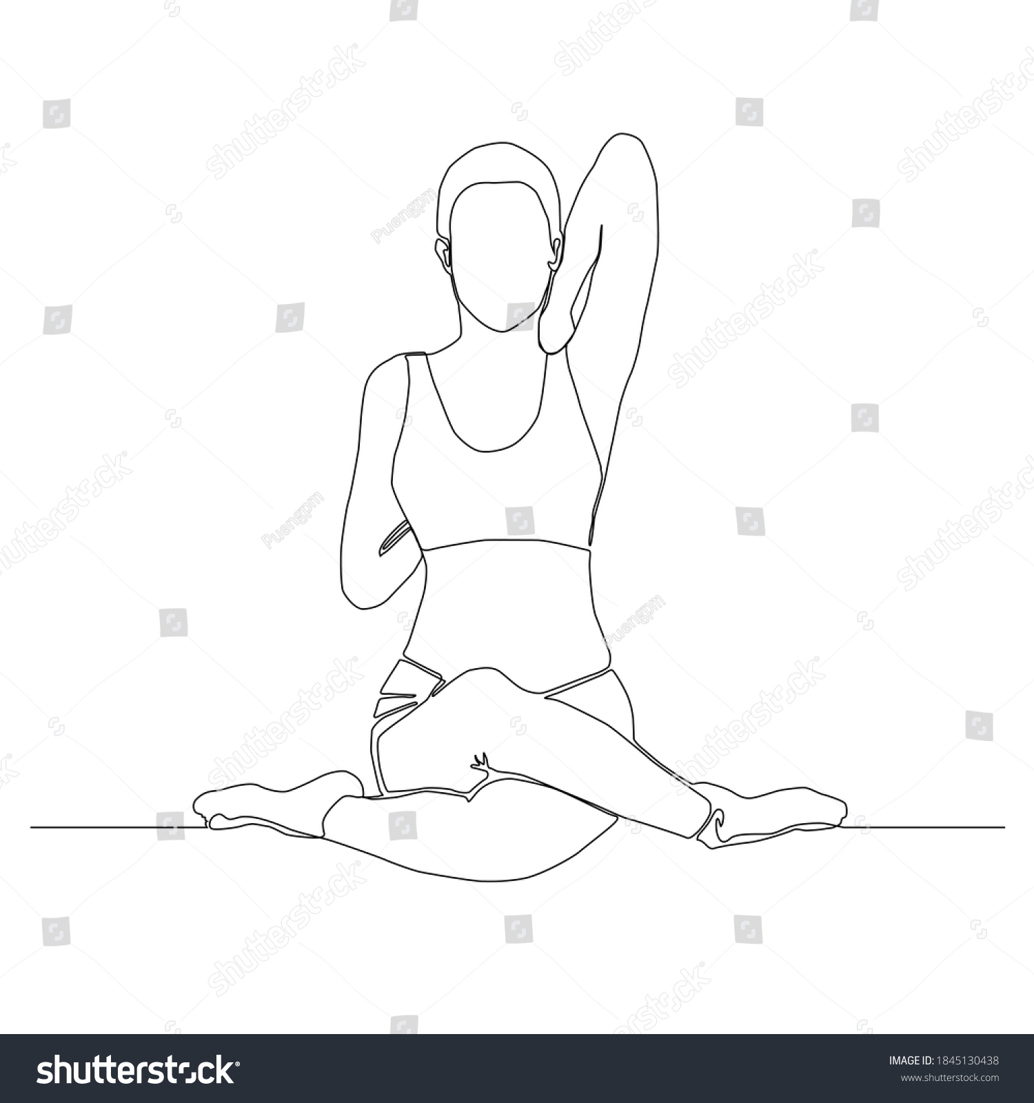 Continuous Line Woman Doing Yoga Cow Stock Vector (Royalty Free ...