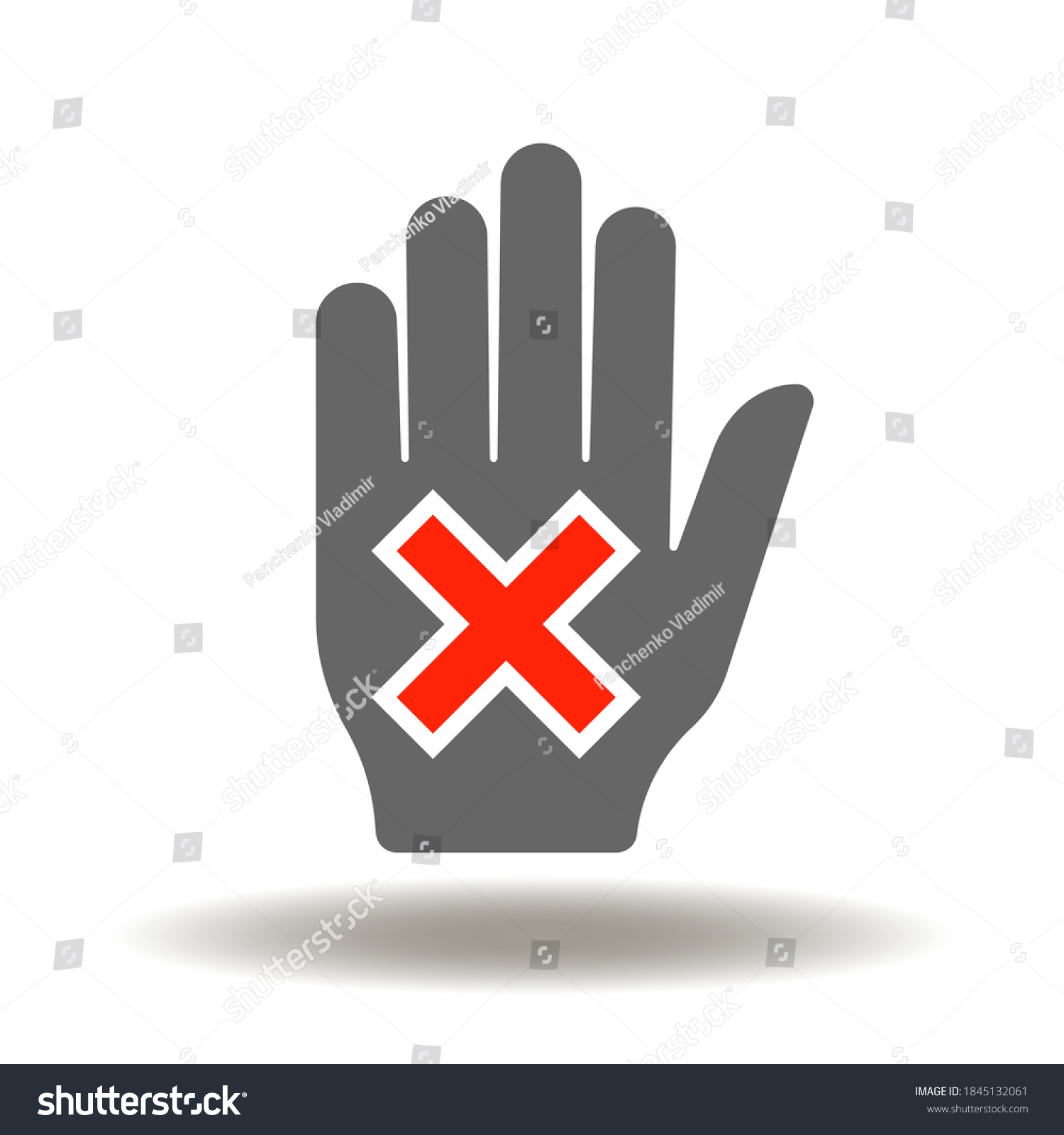 Hand Gesture Stop Cross Icon Vector Stock Vector (Royalty Free ...