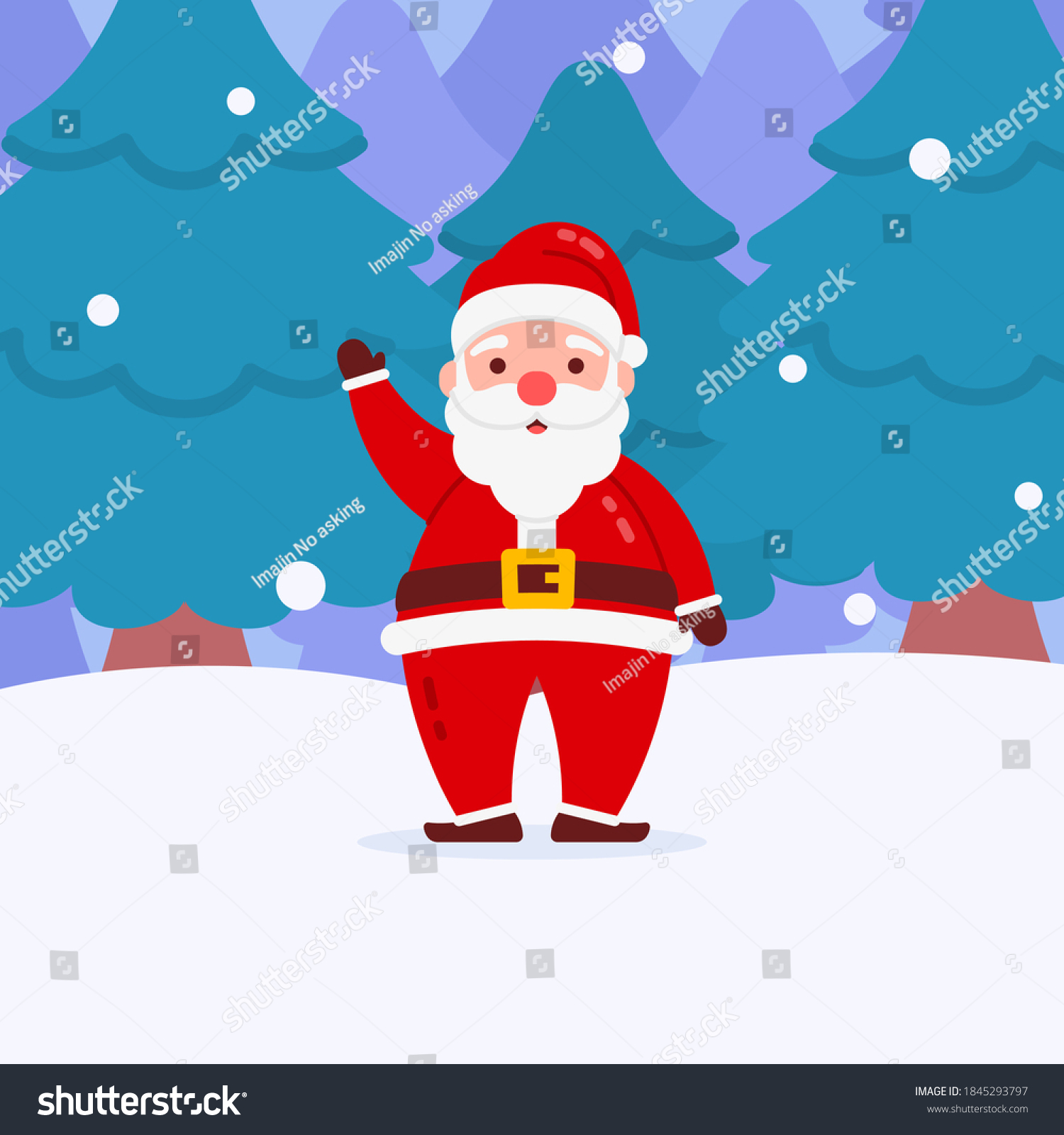 Christmas Santa Character Say Hello Snow Stock Vector (Royalty Free ...