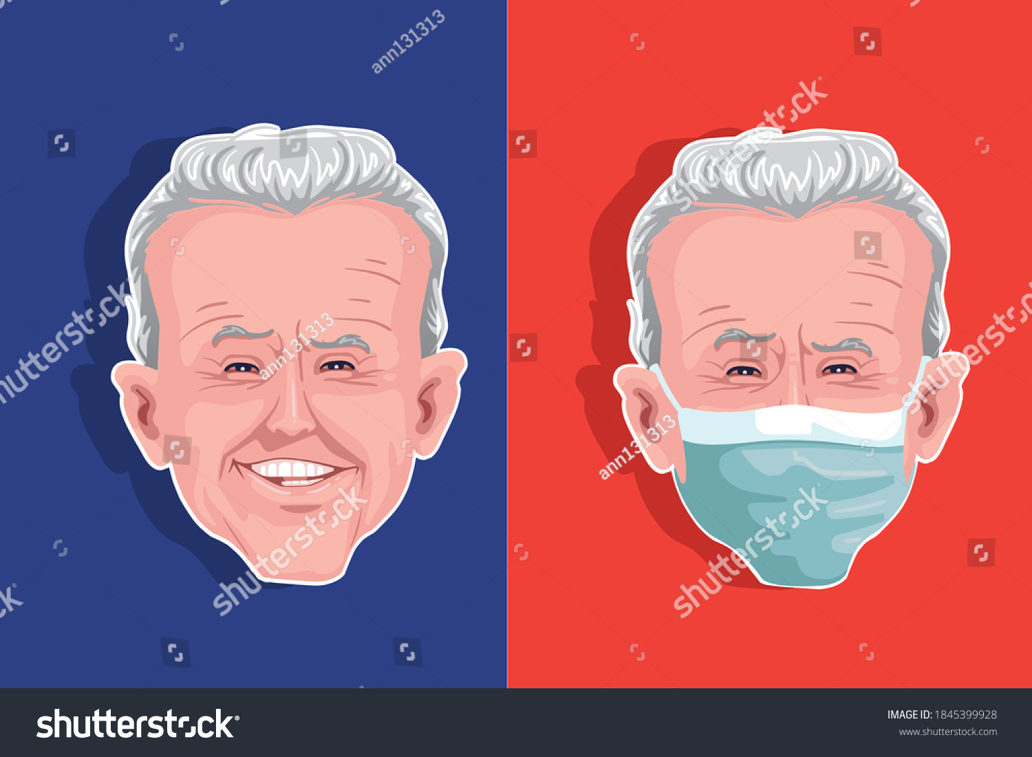 Joe Biden Wearing Face Mask Face Stock Vector (Royalty Free) 1845399928 ...