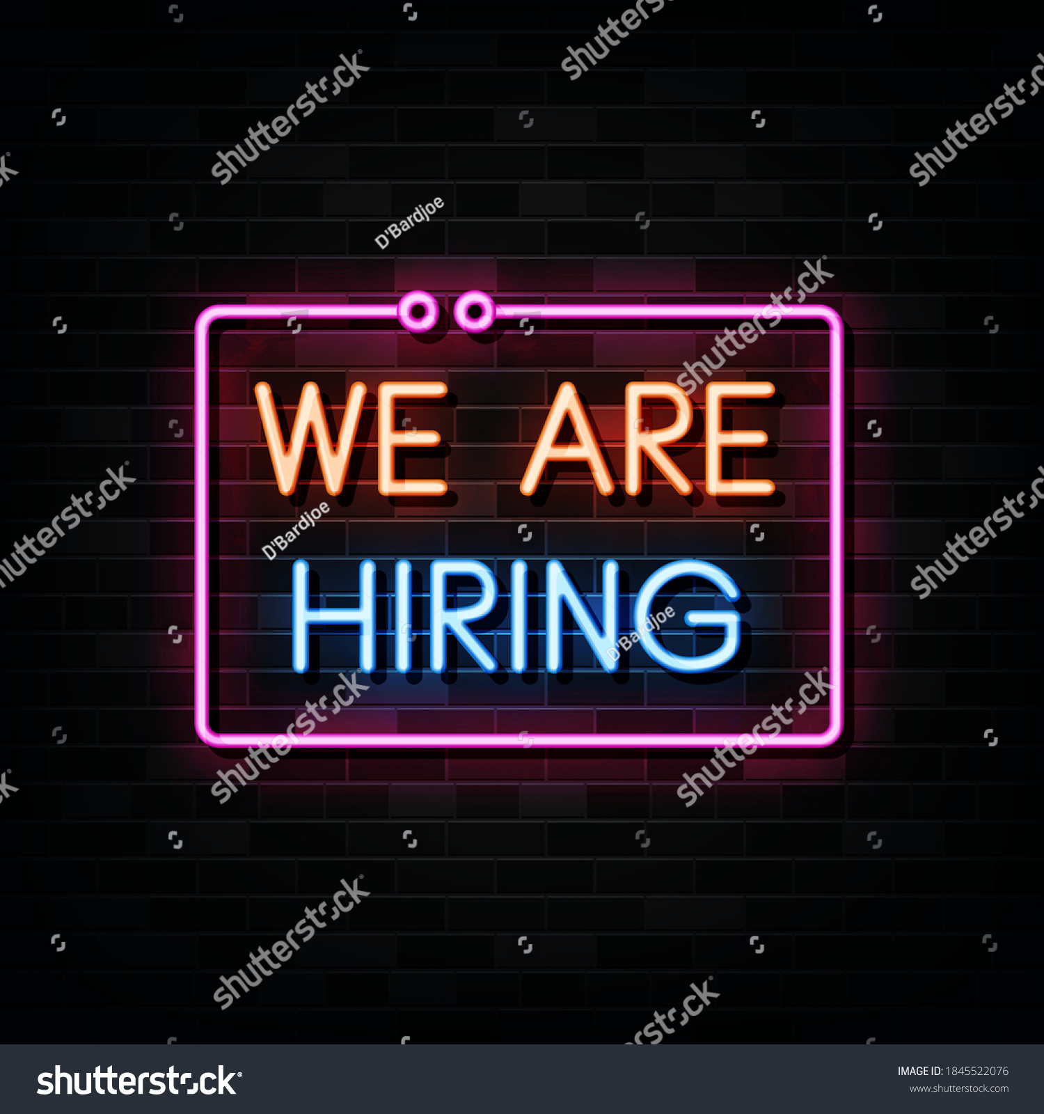 We Hiring Neon Sign Neon Template Stock Vector (Royalty Free ...