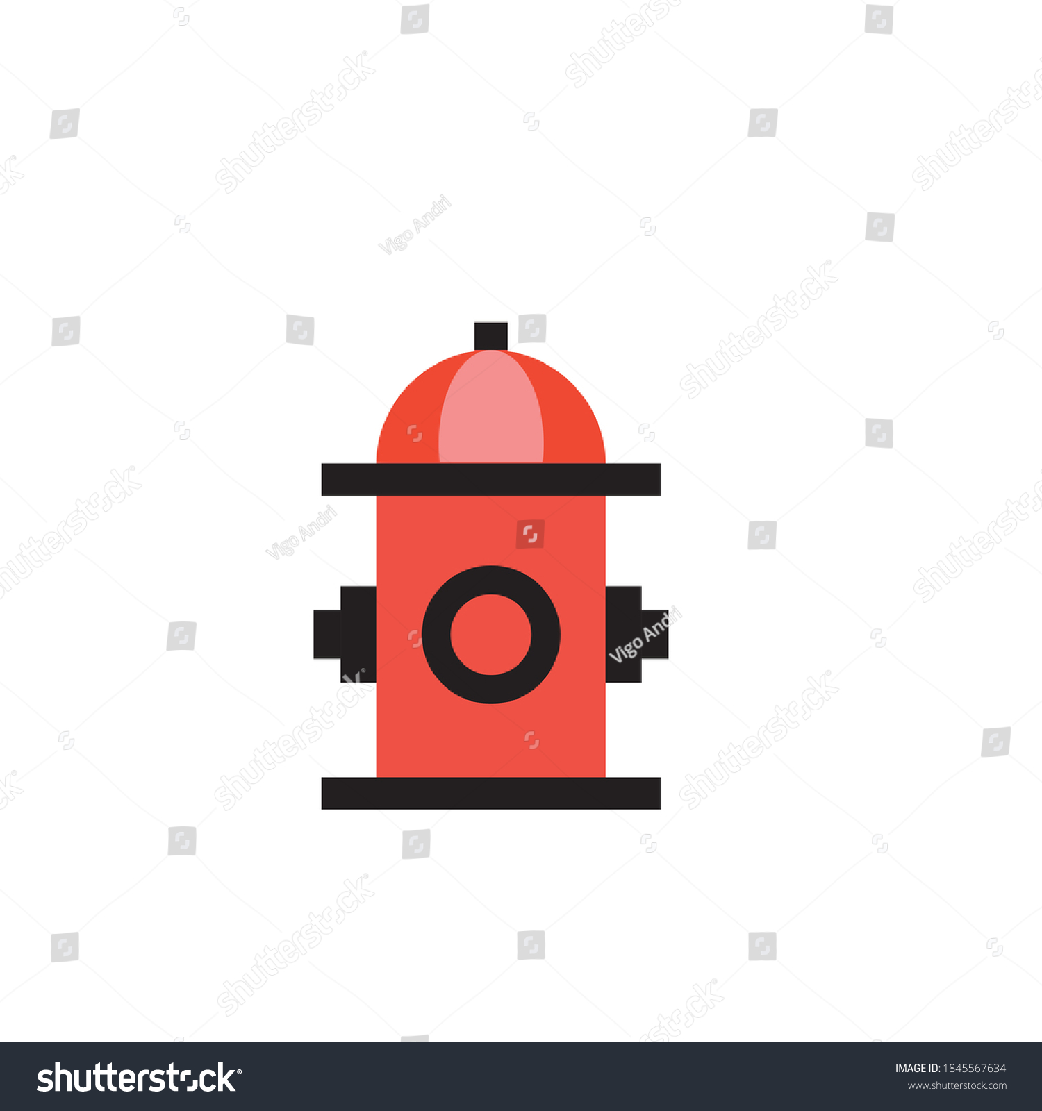 Water Tower Hydrant Flat Line Illustration Stock Illustration ...