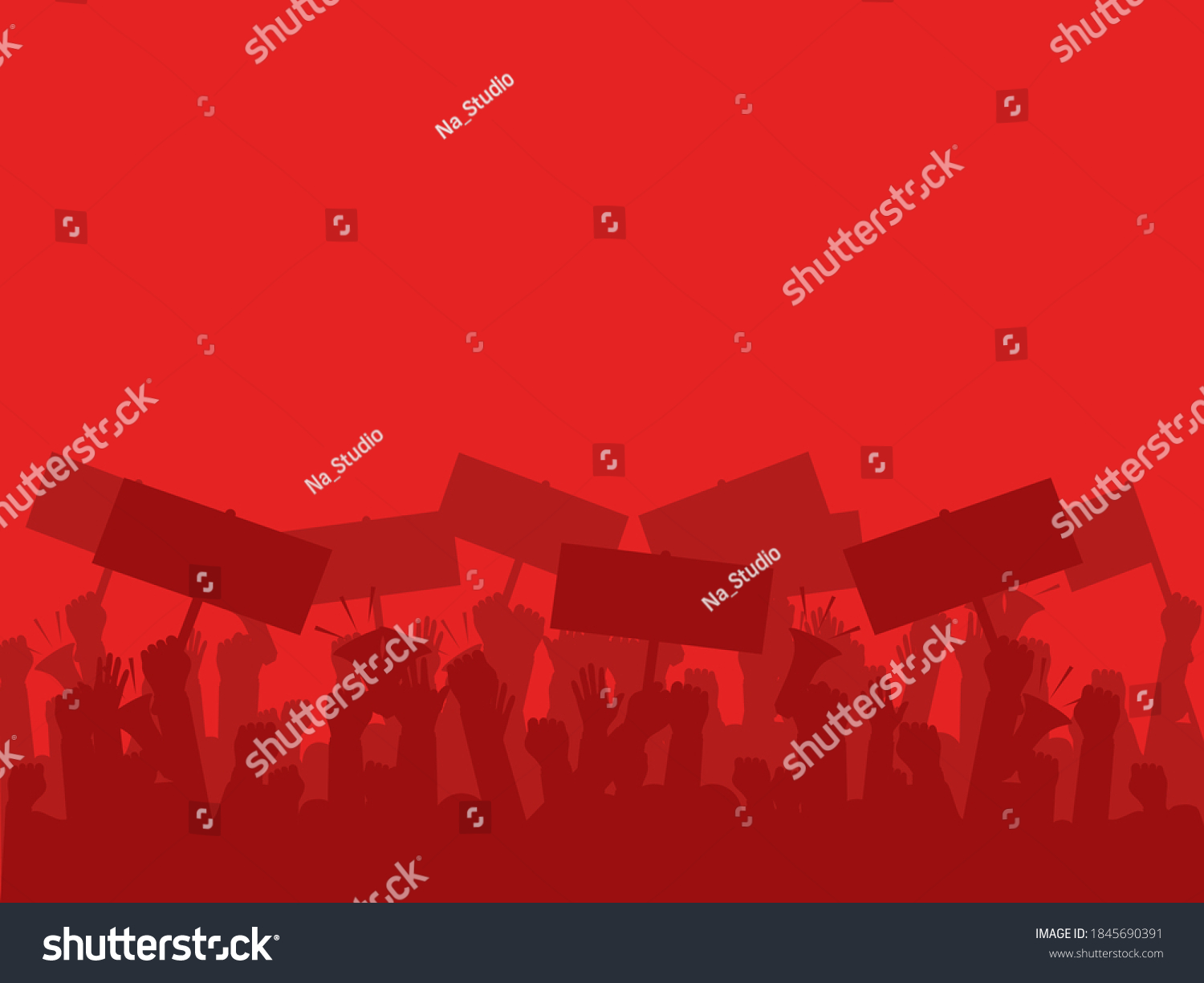 Silhouette Crowd People Protesters Protest Revolution Stock Vector ...