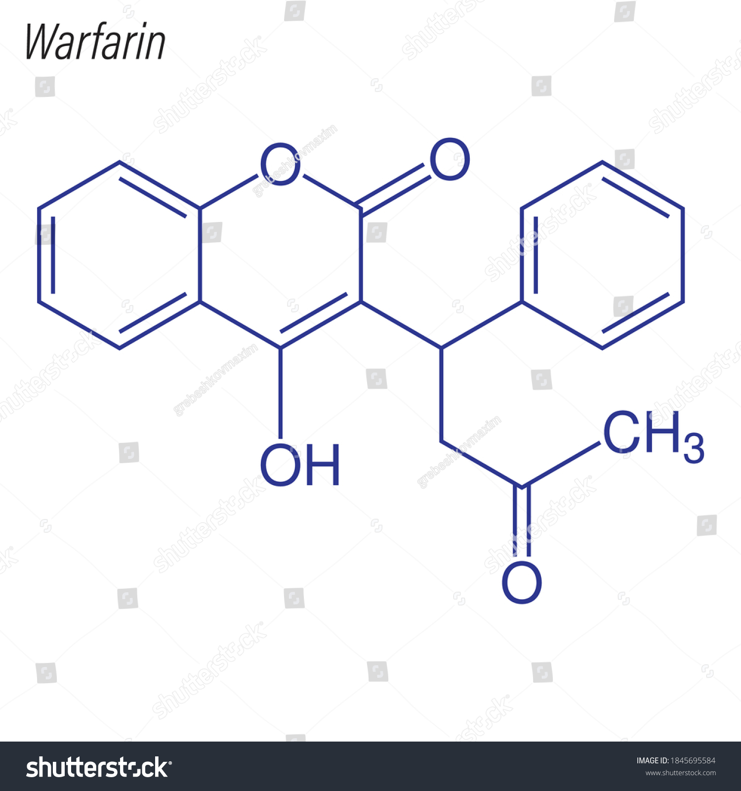 Skeletal Formula Warfarin Drug Chemical Molecule Stock Vector (Royalty ...