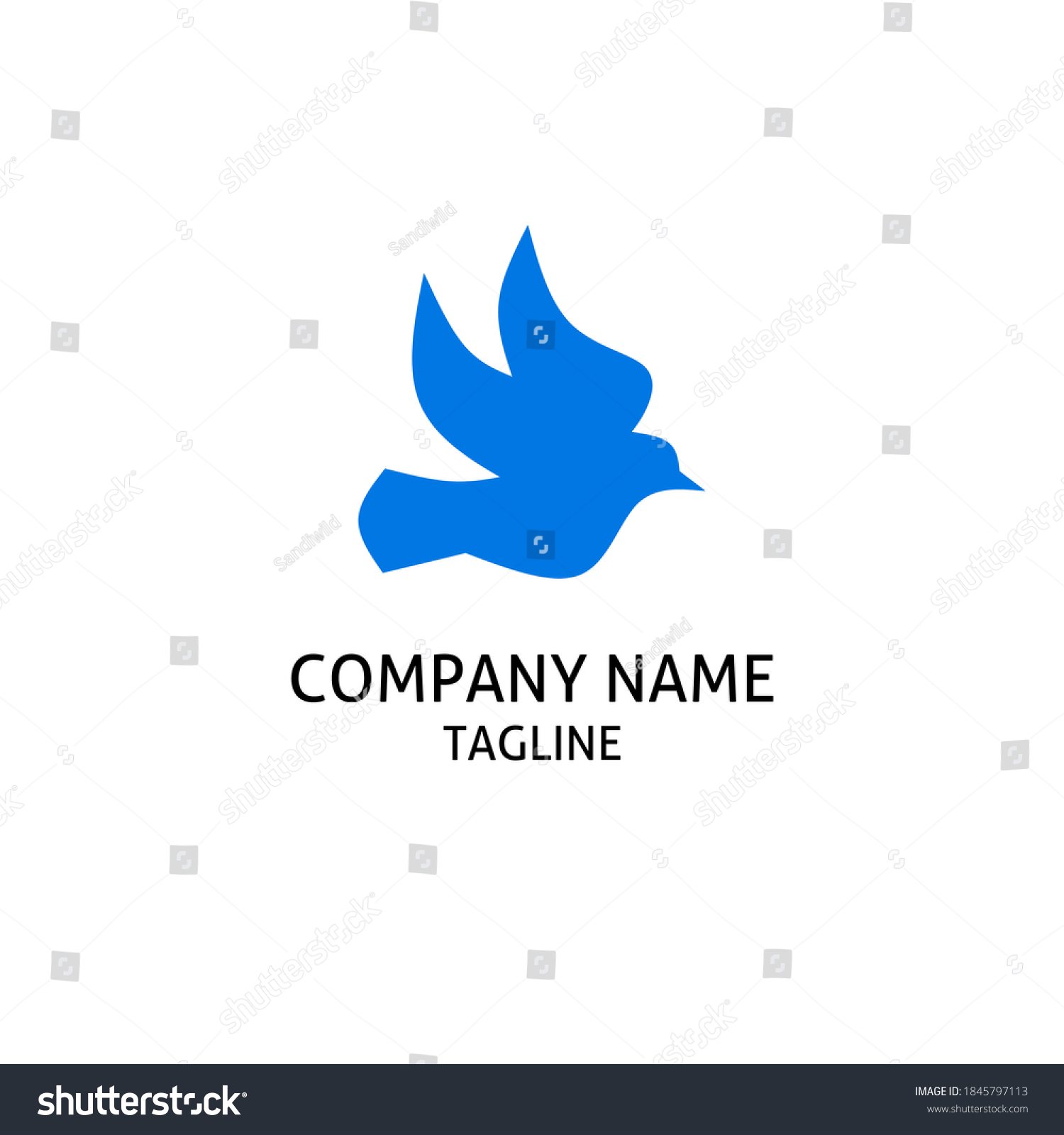 Simple Blue Pigeon Logo Template Design Stock Vector (Royalty Free ...