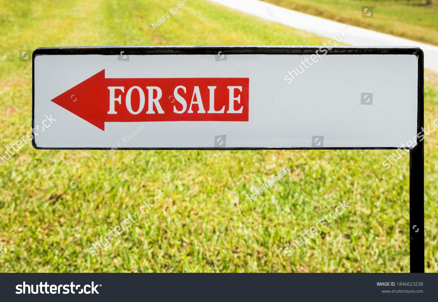 Real Estate Sale Sign Lawn Sidewalk Stock Photo 1846623238 Shutterstock   Stock Photo Real Estate For Sale Sign With Lawn And Sidewalk Background 1846623238 