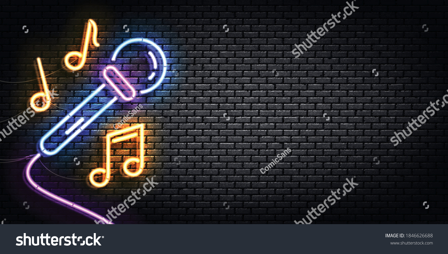 Vector Realistic Isolated Neon Sign Microphone Stock Vector (Royalty