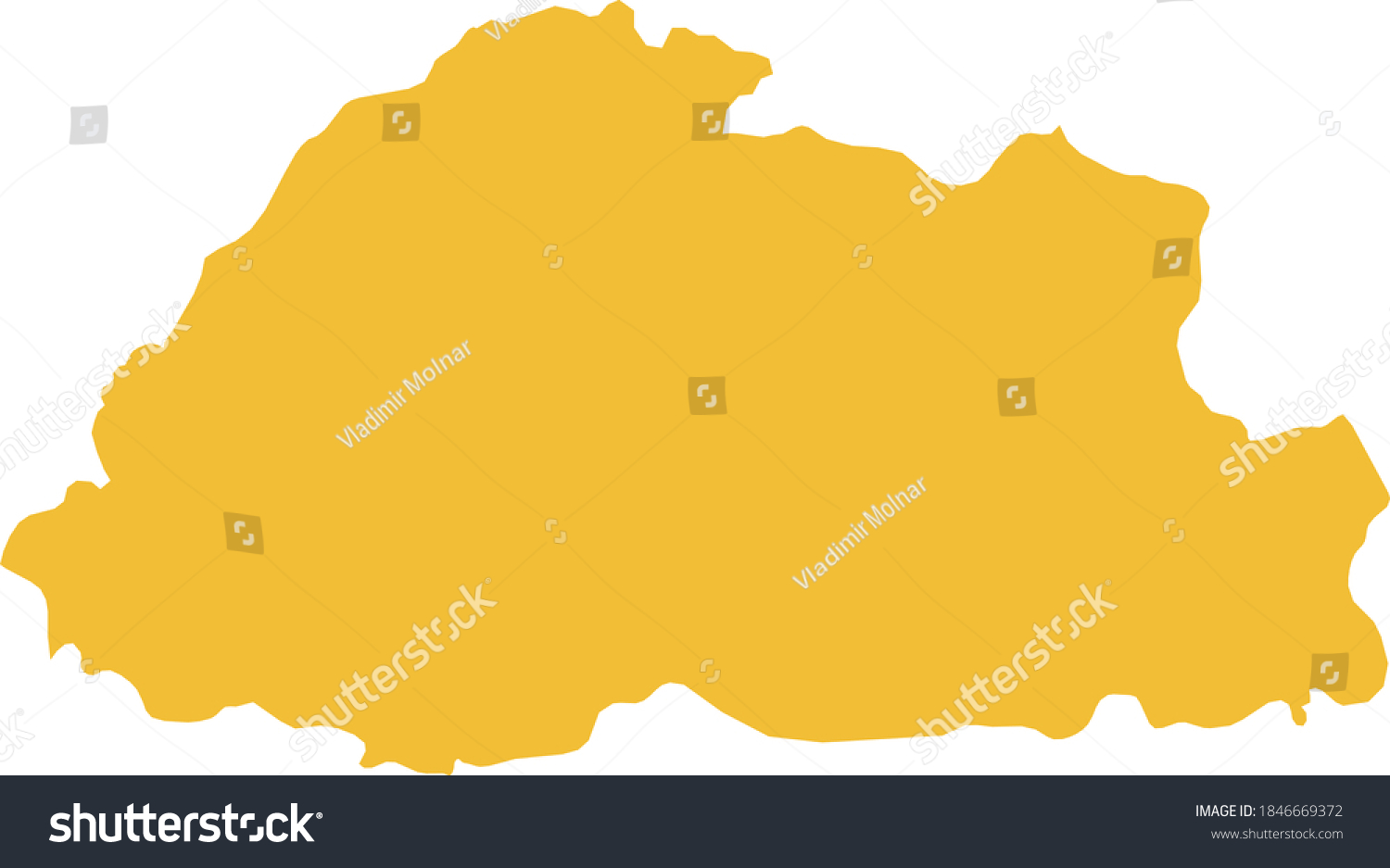 Vector Illustration Bhutan Map Stock Vector (Royalty Free) 1846669372 ...