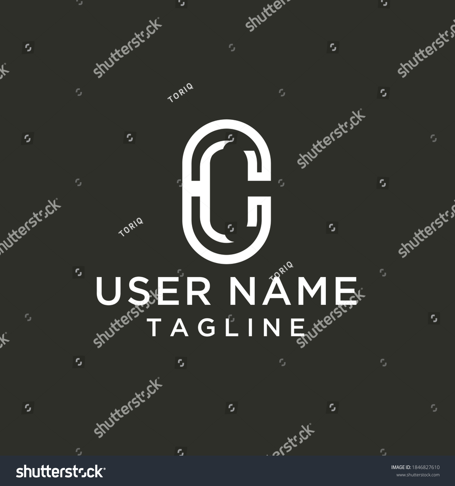 Initials Letter C Silhouette Logo Design Stock Vector (Royalty Free ...