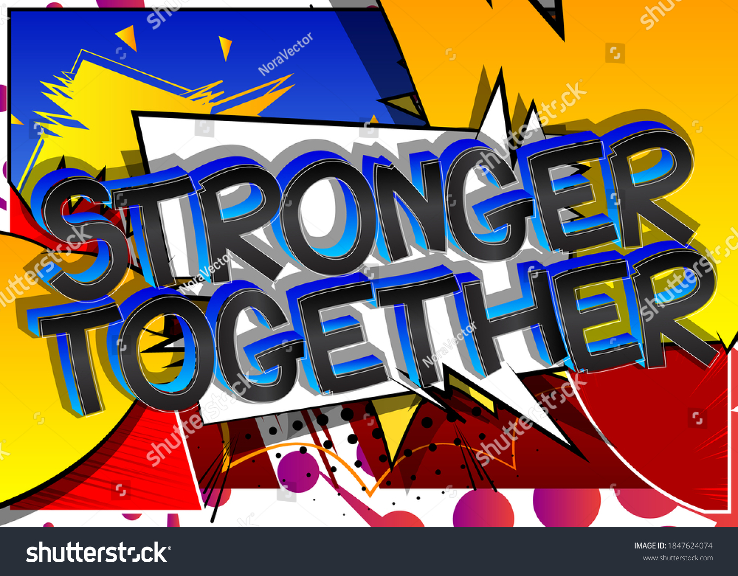 Stronger Together Comic Book Style Cartoon Stock Vector (Royalty Free ...