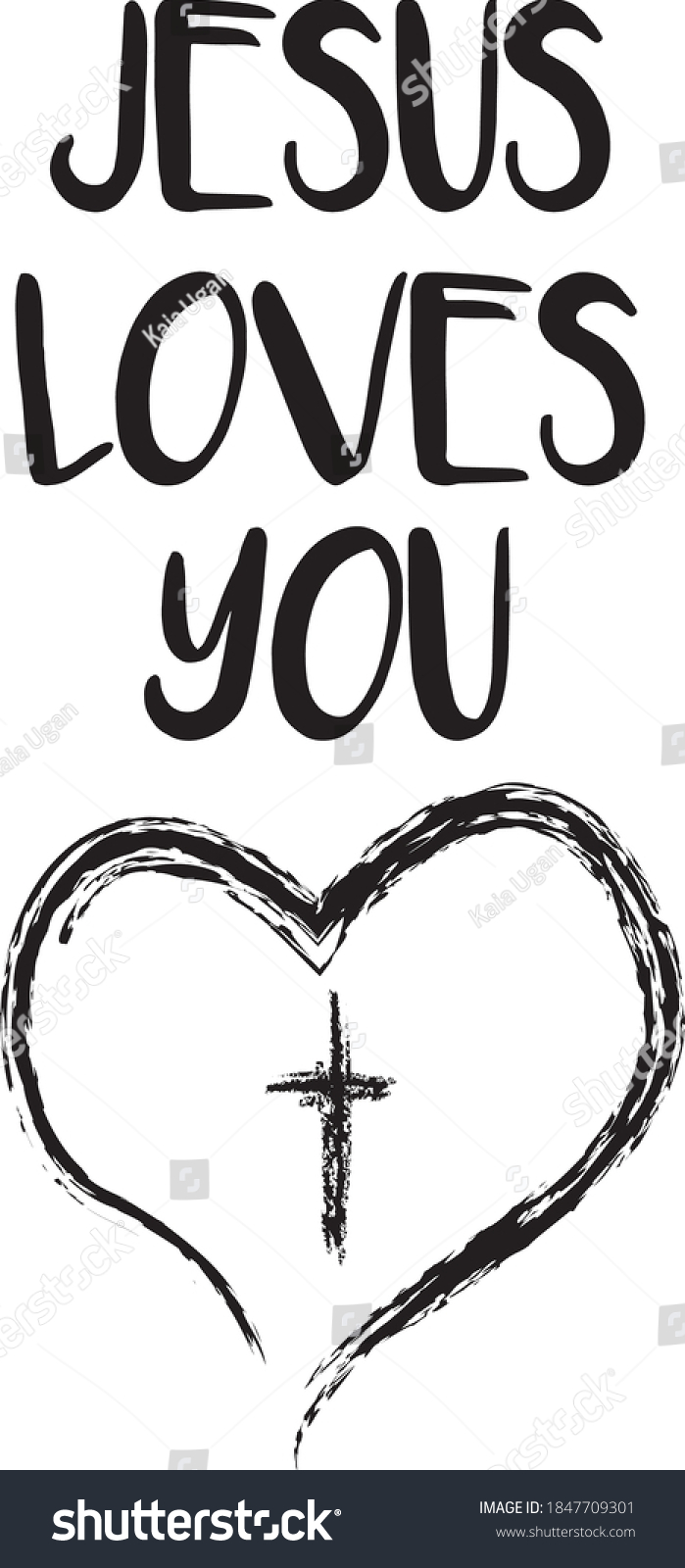 Vector Religions Lettering Jesus Loves You Stock Vector (Royalty Free ...