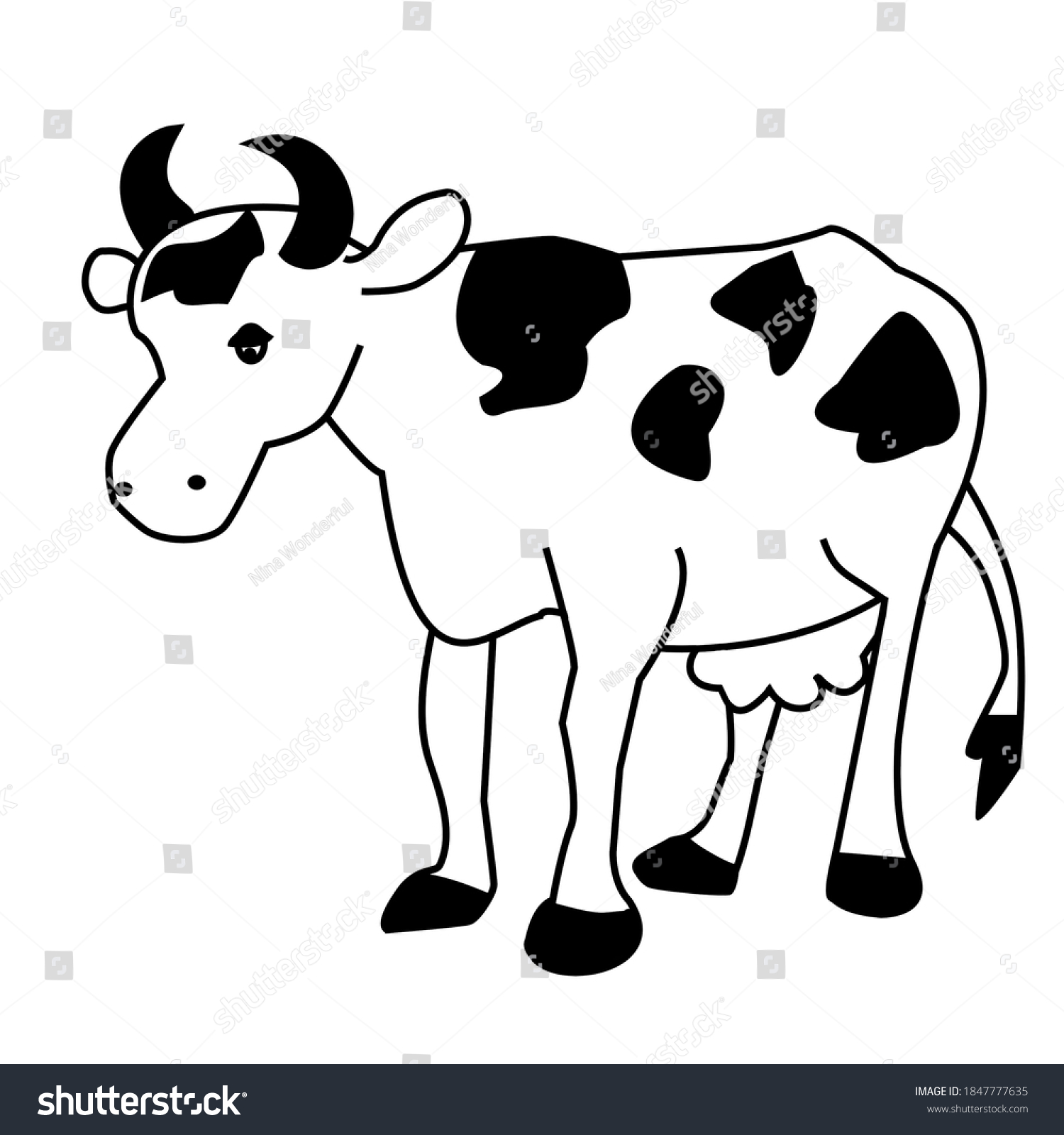 White Cow Black Spots On Isolated Stock Illustration 1847777635 ...