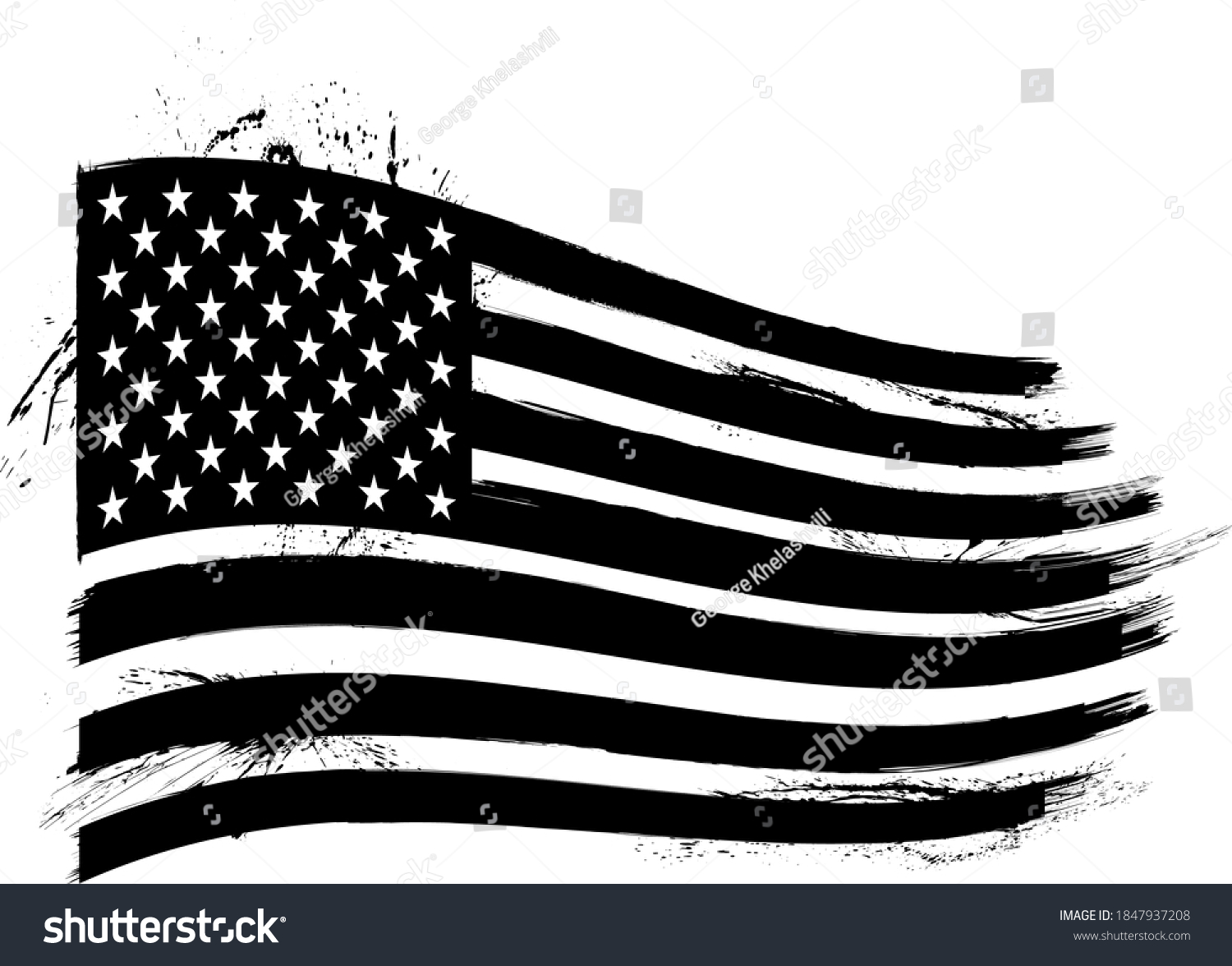 Vector American Flag Black White Stock Vector (Royalty Free) 1847937208 ...