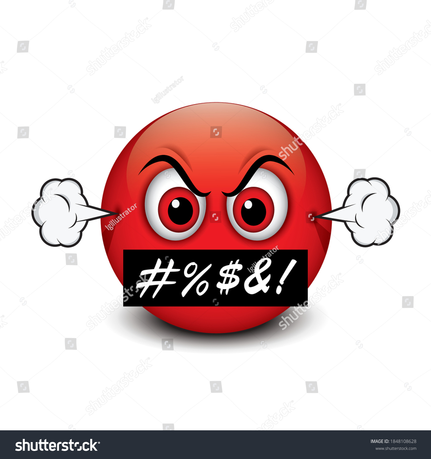 Angry Face Emoji Swearing Isolated On เวกเตอร์สต็อก ปลอดค่าลิขสิทธิ์ 1848108628 Shutterstock