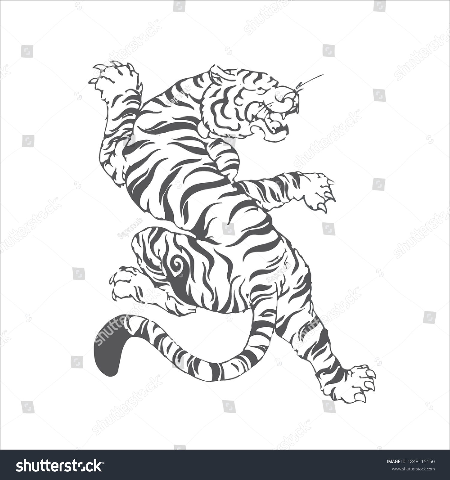 Asian Style Tiger Sketch White Tiger Stock Vector (Royalty Free ...