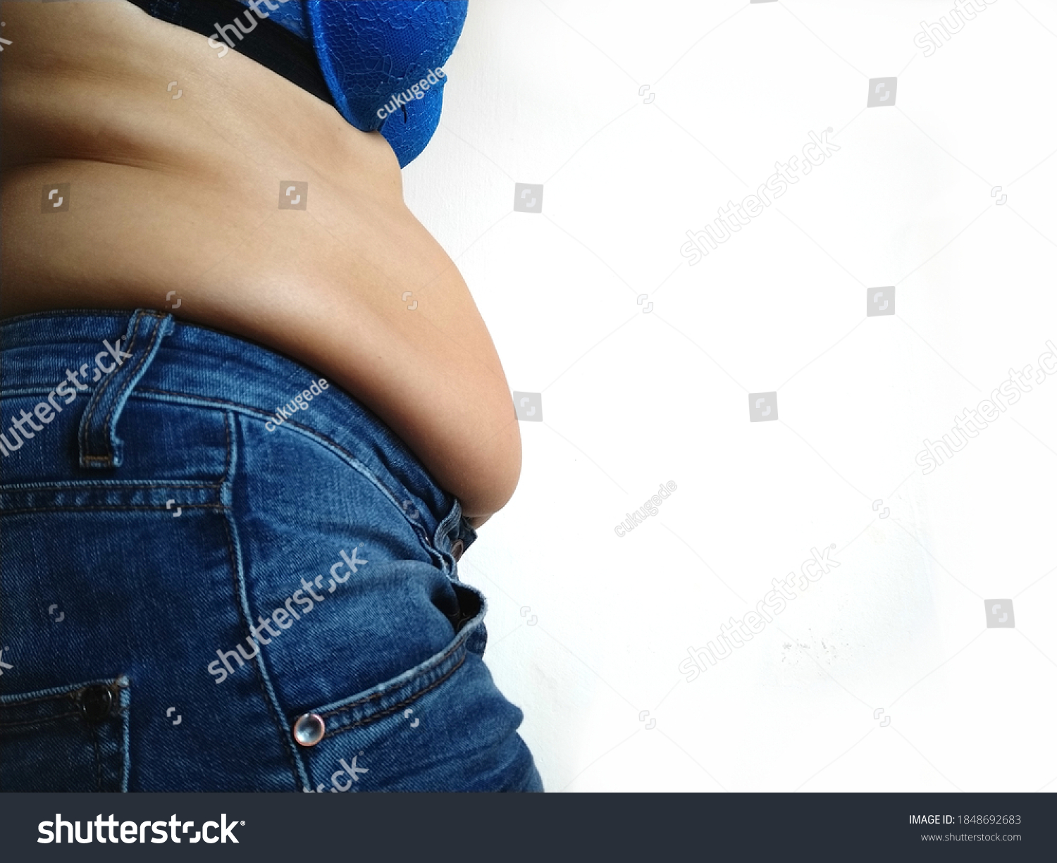 Womans Saggy Belly Side View Folds ภาพสต็อก 1848692683 Shutterstock