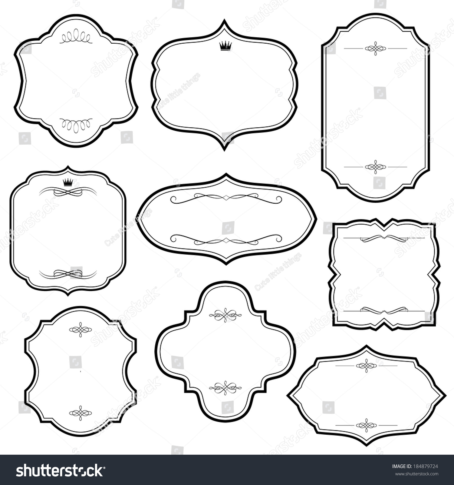 Vintage Frame Set Isolated On White Stock Vector (Royalty Free ...