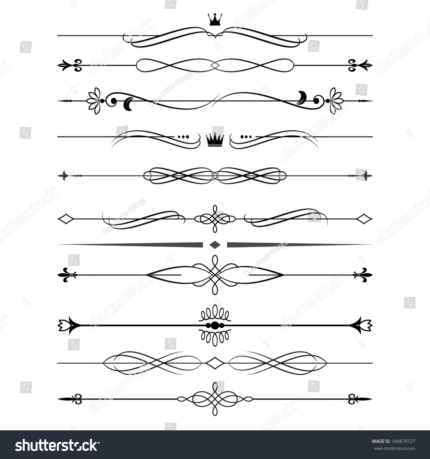 Divider Set Isolated On White Calligraphic Stock Vector (Royalty Free ...