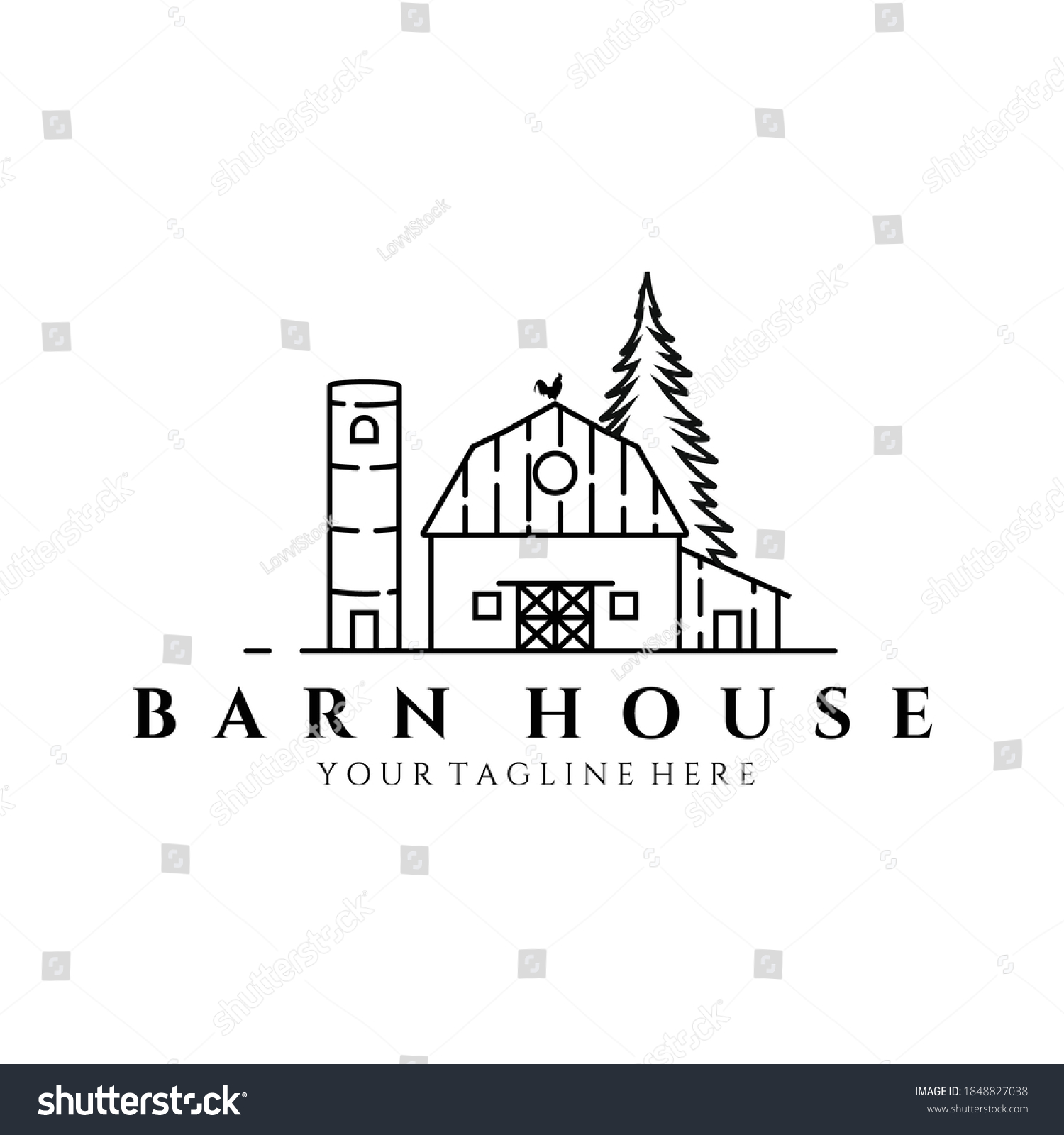 Barn House Logo Line Art Vector Stock Vector (Royalty Free) 1848827038 ...