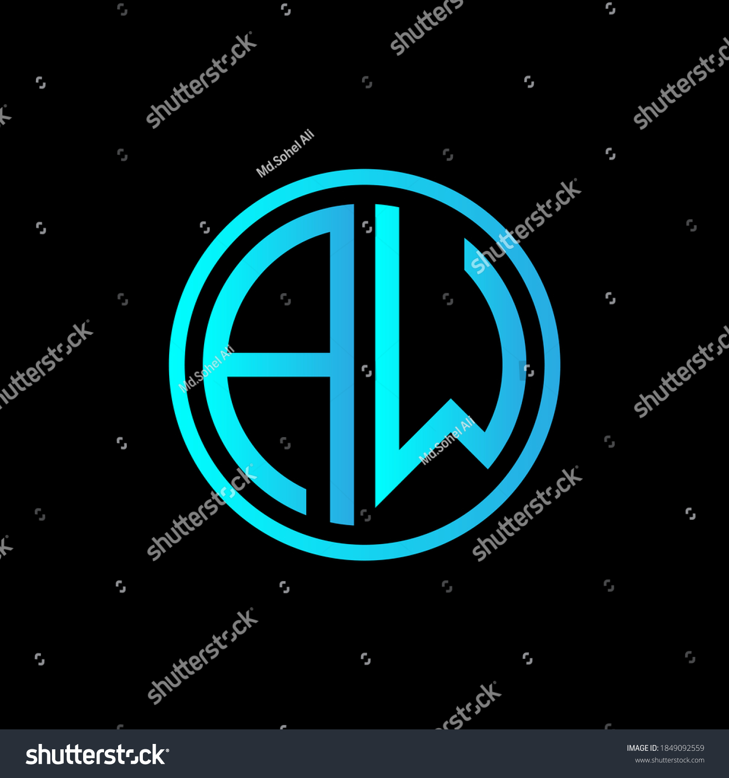 Aw Monogram Letter Icon Design On Stock Vector Royalty Free