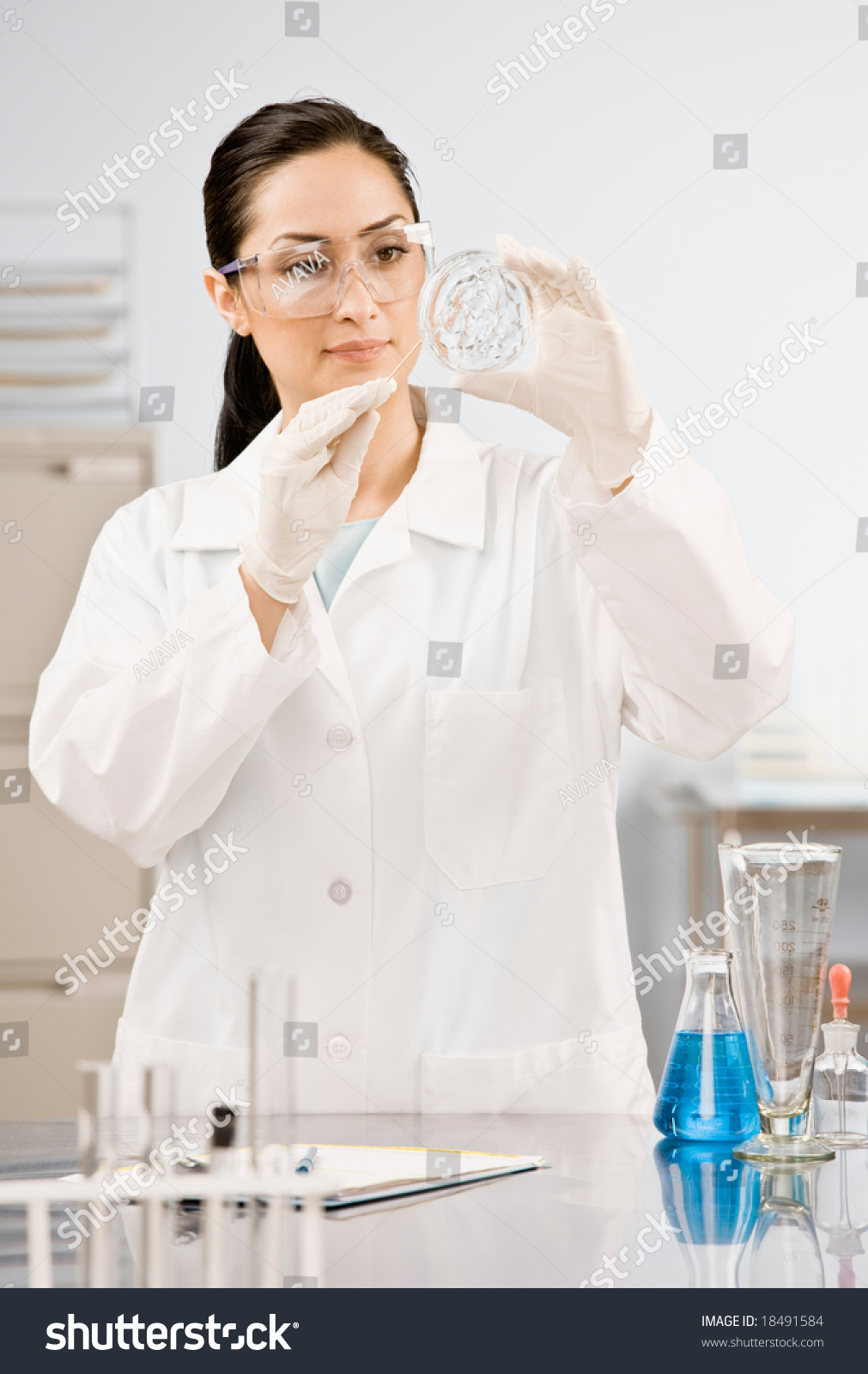 safety goggles and lab coat