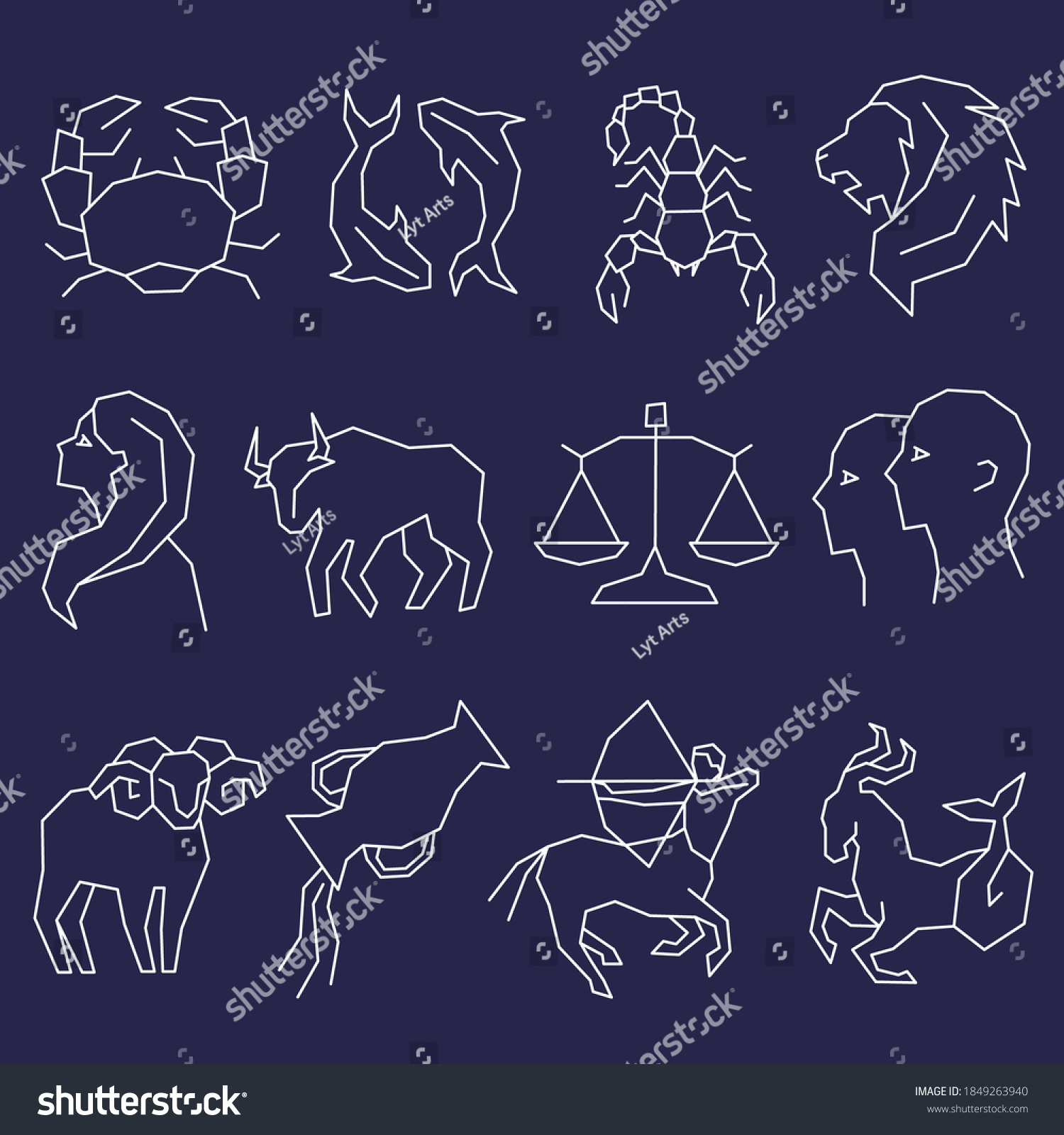 Line Icons <b>Horoscope</b> <b>Star</b> Sign Dark: vetor stock (livre de direitos) 184926...